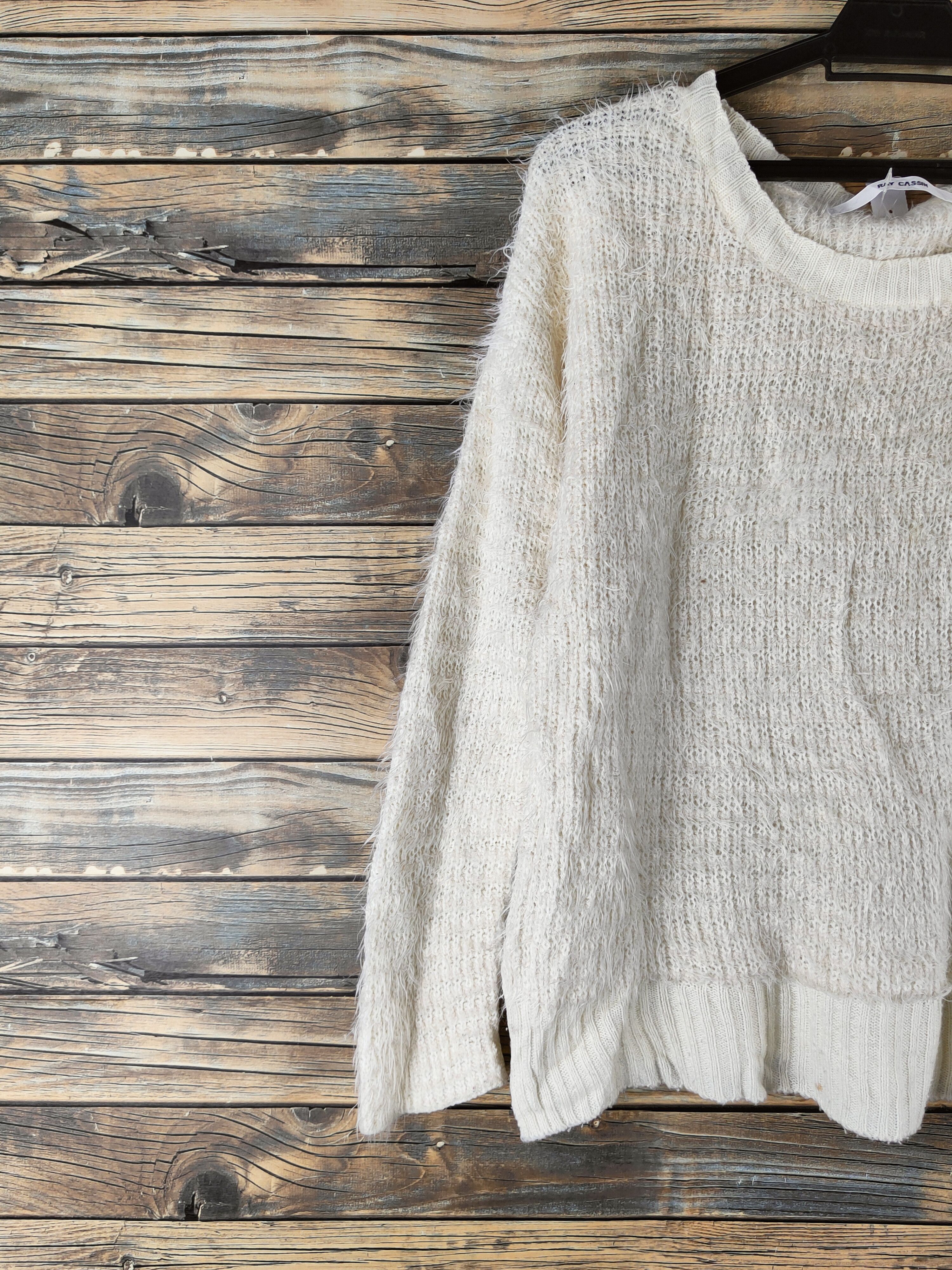 Japanese Brand DL Ray Cassin Ivory Fur Mohair Knitwear #46-483 Size M / US 6-8 / IT 42-44 - 3 Thumbnail