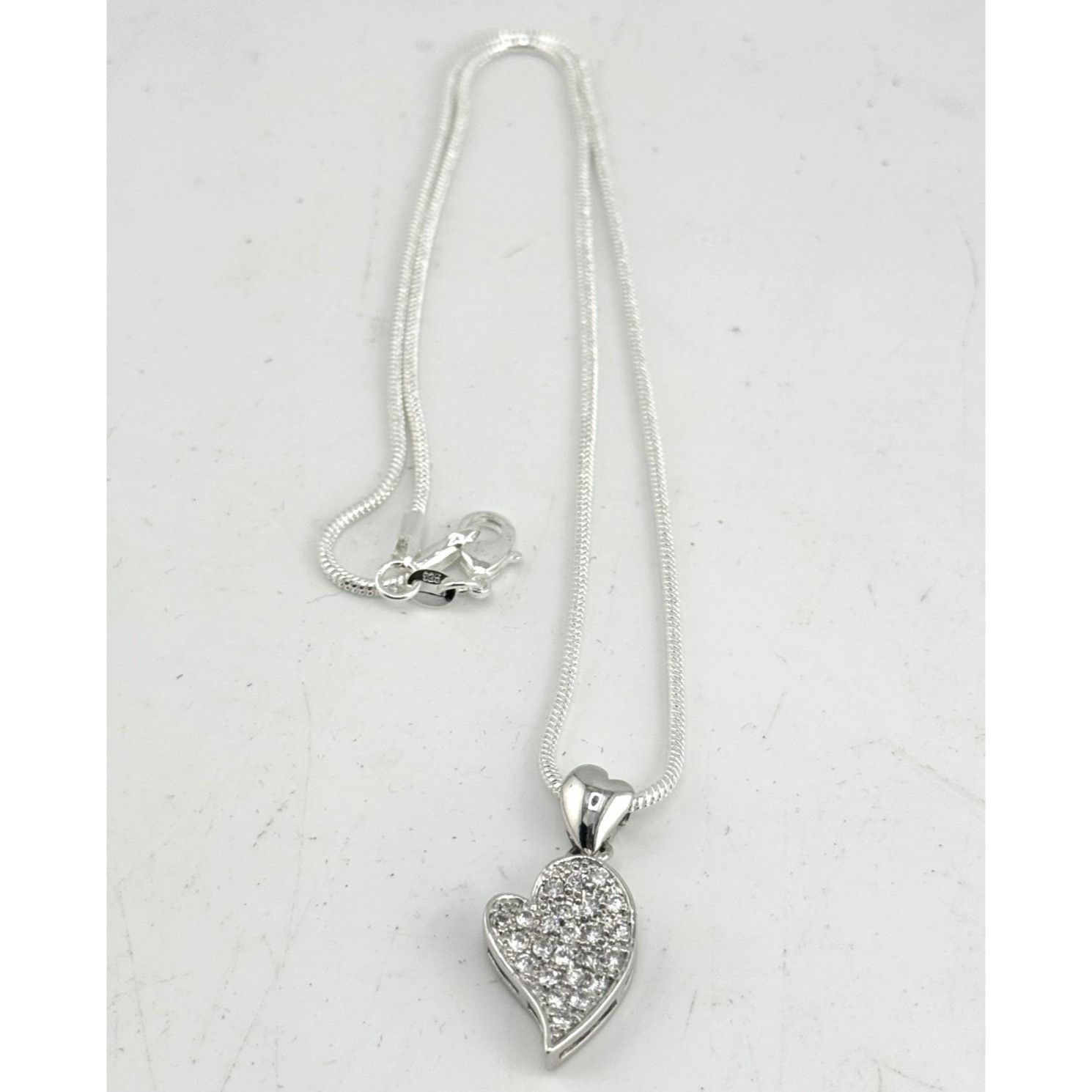 Vintage Vintage 925 sterling silver CZ stone heart necklace Size ONE SIZE - 1 Thumbnail