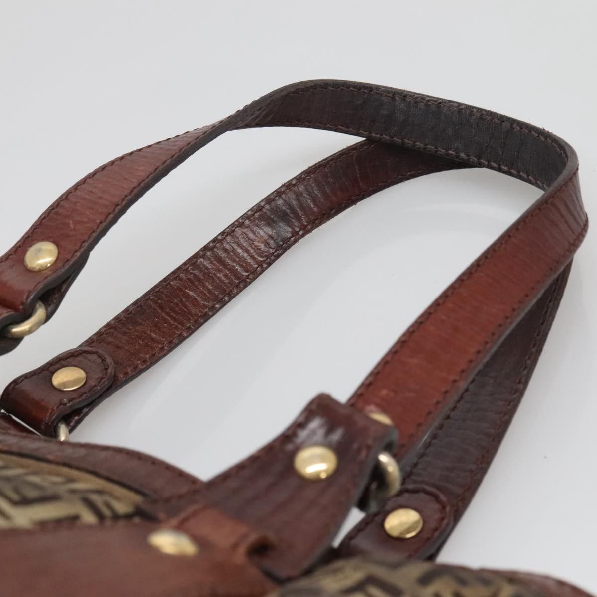 Fendi FENDI Zucchino Canvas Tote Bag Brown Gold Size ONE SIZE - 8 Thumbnail