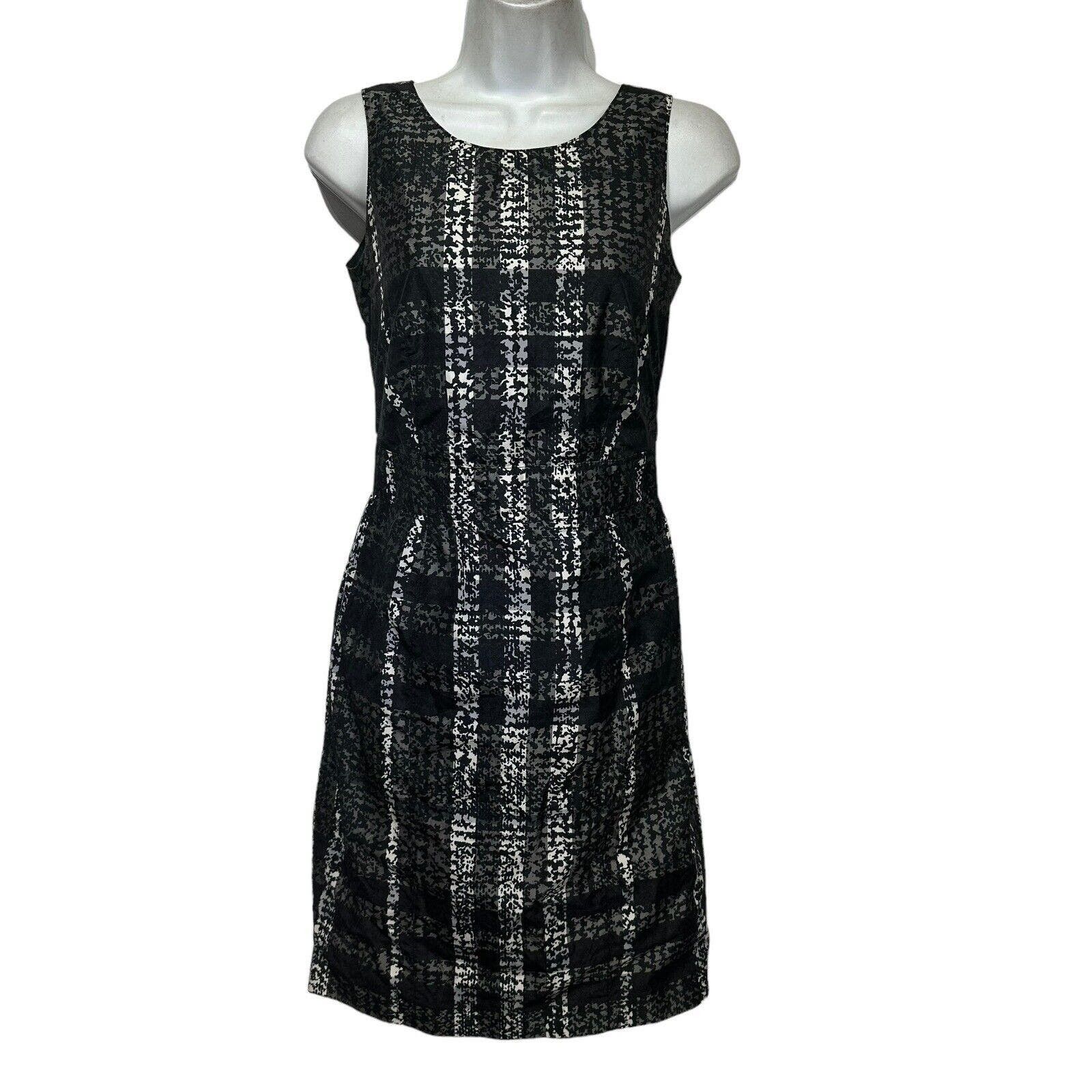 image of Burberry London Black Gray Plaid Sleeveless Dress Size 2 in Grey, Women's