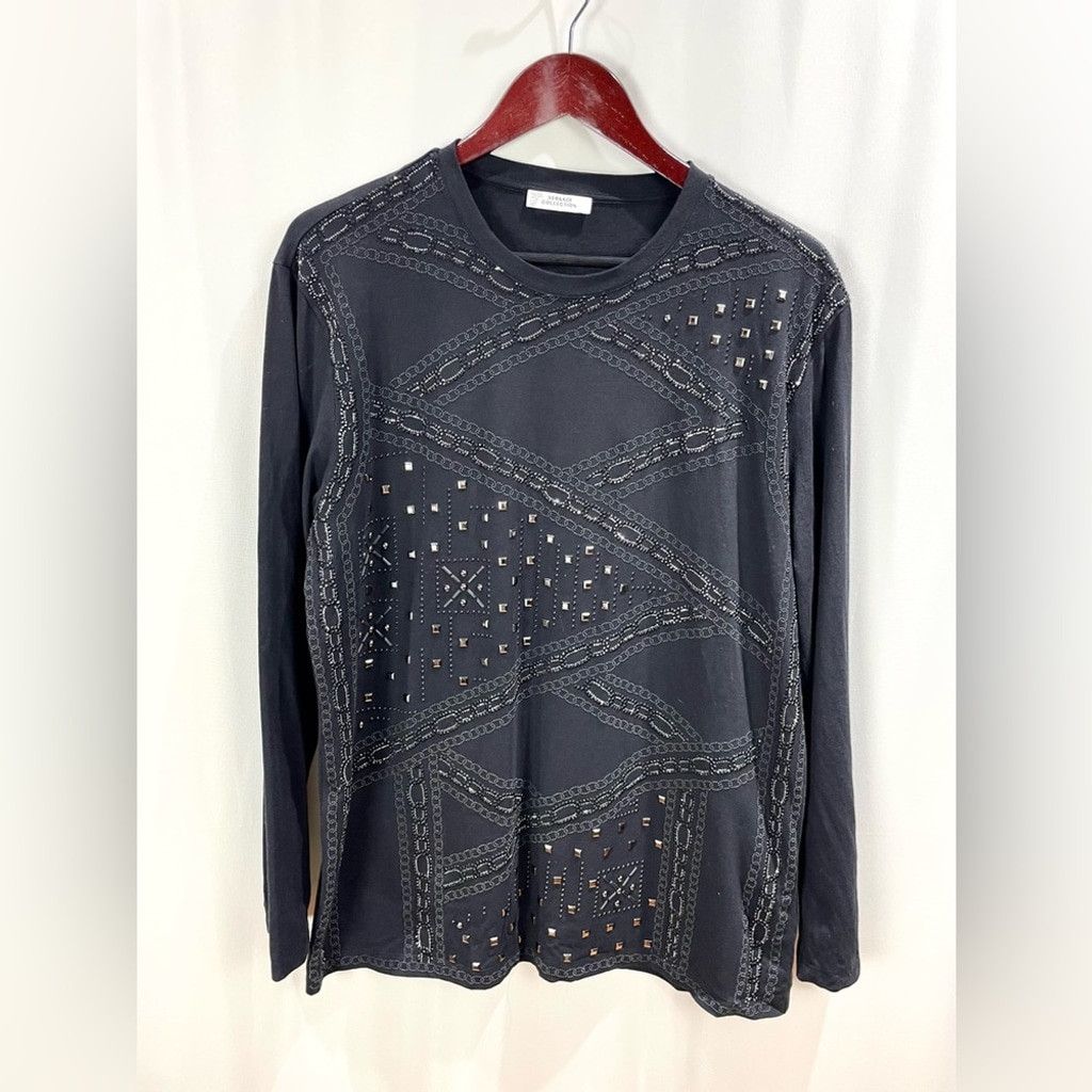 Versace Versace Blk Studded & Rhinestone Embellished Long Sleeve XXL Size US XXL / EU 58 / 5 - 2 Thumbnail