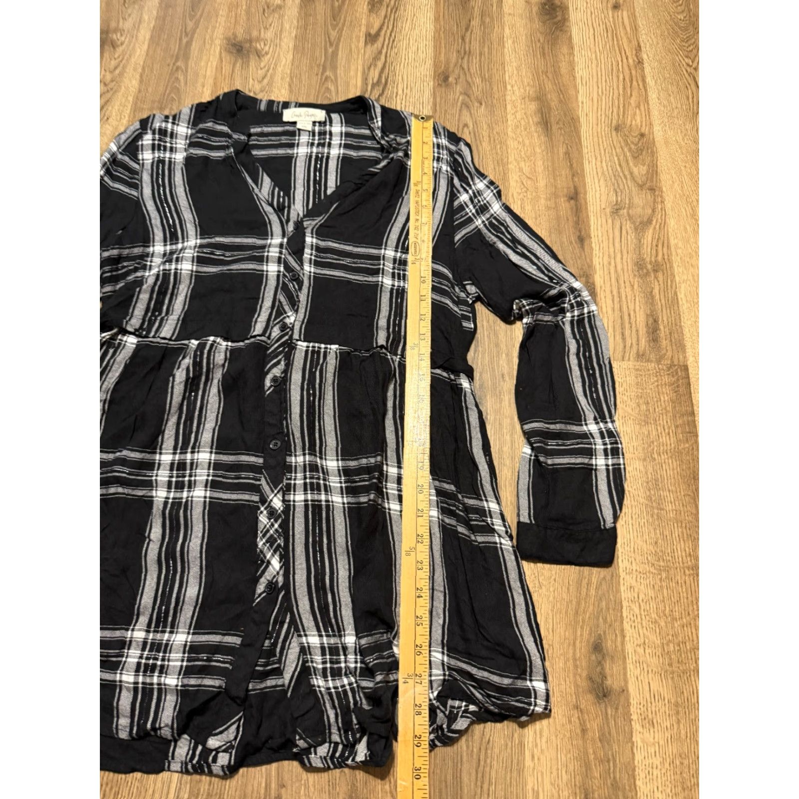 Paige Charlie Paige Shirt Womens Medium Black White Silver Plaid Long Sleeve Button Up Size M / US 6-8 / IT 42-44 - 7 Thumbnail