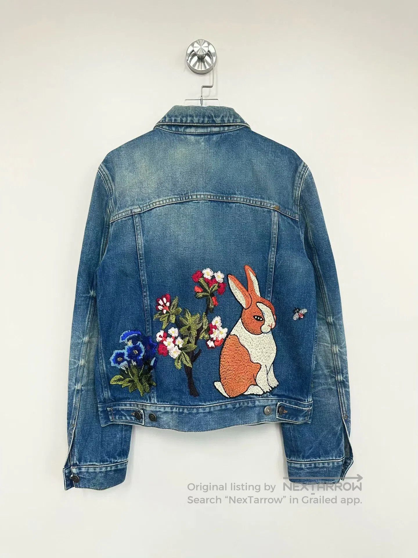 Gucci Gucci Blue Floral Embroidered Denim Jacket. Size M / US 6-8 / IT 42-44 - 2 Thumbnail
