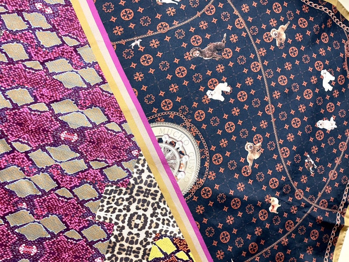 Vintage Mucho Gusto multicolour dog snakes leopard print silk scarf Size ONE SIZE - 5 Thumbnail