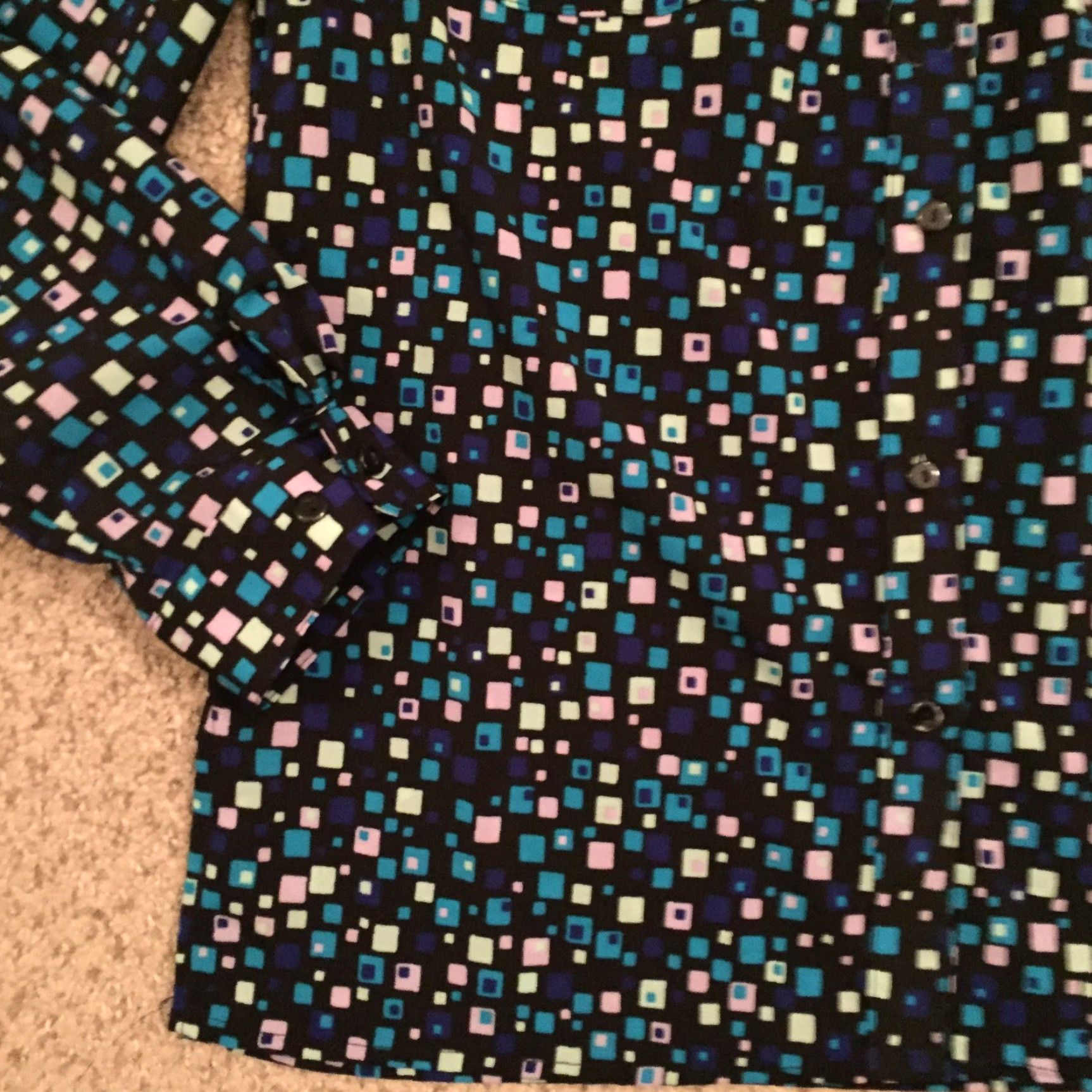 Vintage Notations Shirt Womens Small Blue Geometric Roll Tab Long Sleeve Button Up New Size S / US 4 / IT 40 - 4 Thumbnail