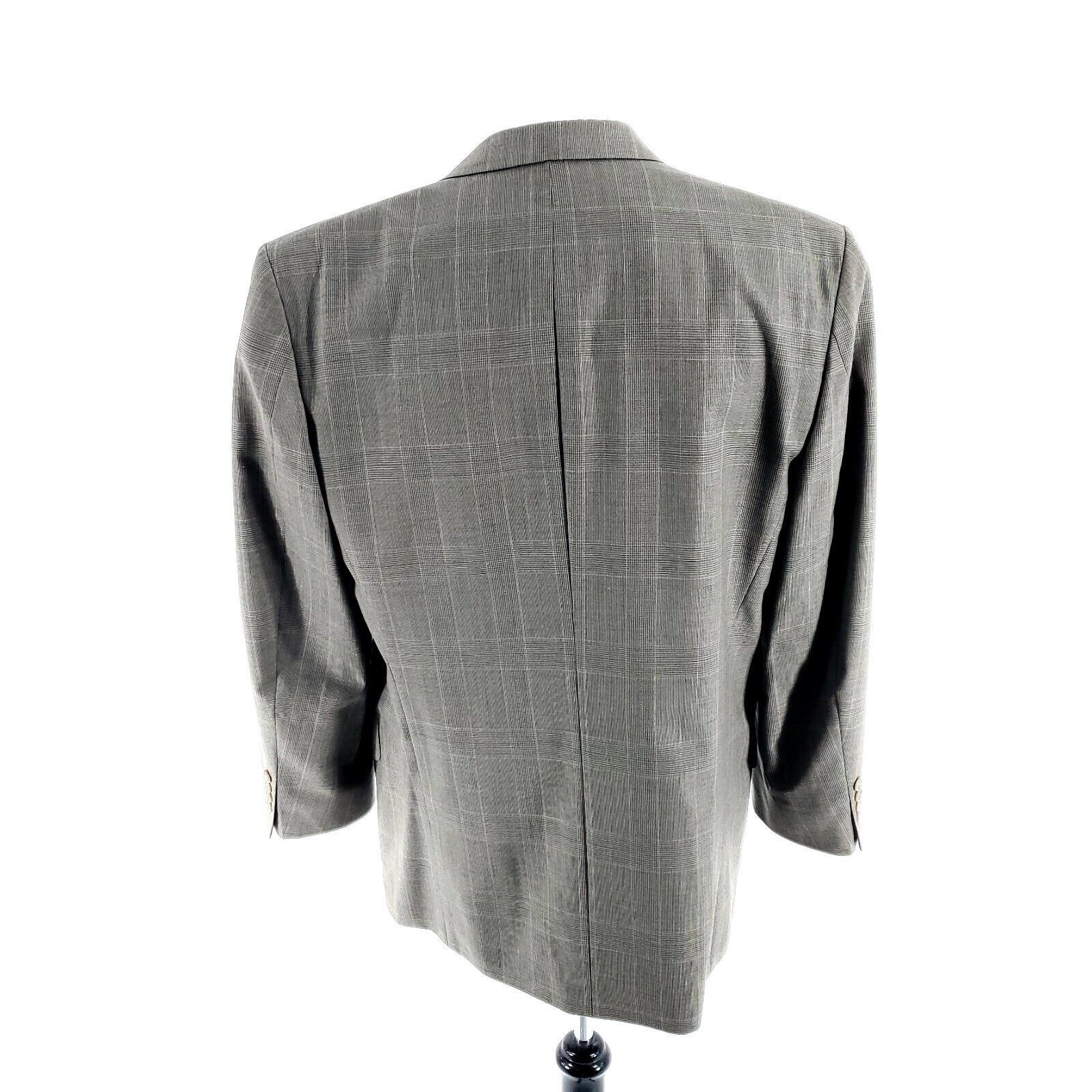 Oscar De La Renta Oscar De La Renta Wool 2 Button Blazer 42L Beige Plaid Green Size 42L - 5 Thumbnail