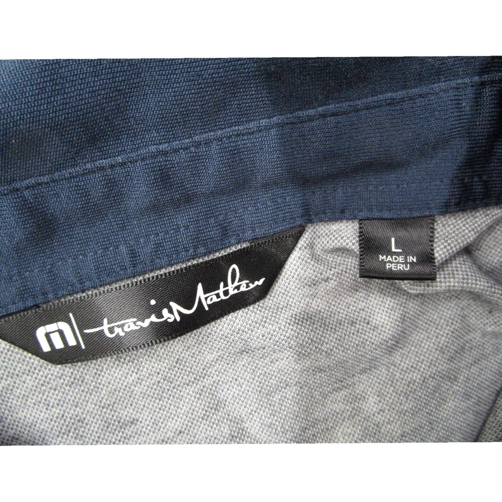 TravisMathew Travis Mathew Mens Polo Shirt Gray Navy Blue Pima Cotton Blend Short Sleeve L Size US L / EU 52-54 / 3 - 3 Thumbnail