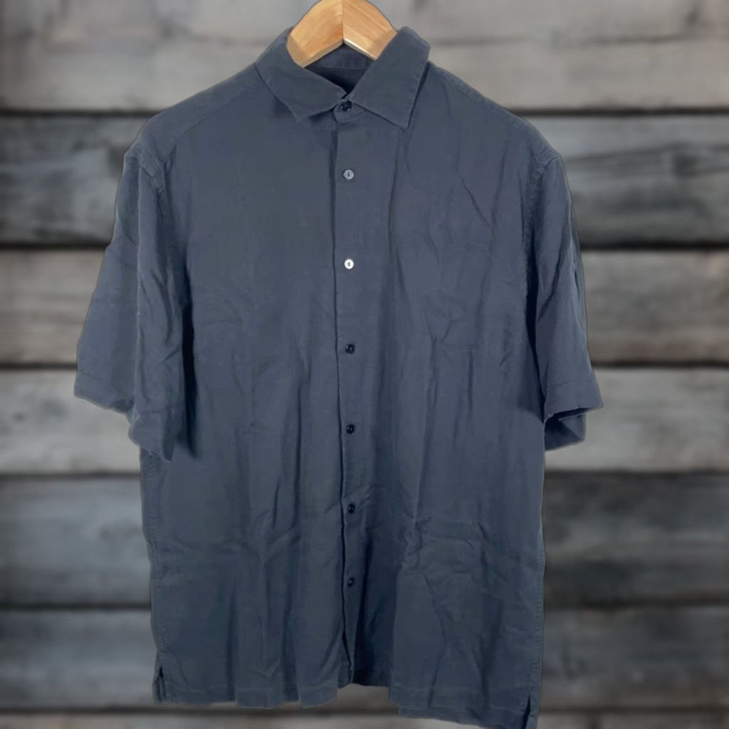 Vintage Jhane Barnes Silk Button-Up Shirt XL Black Short Sleeve Men’s Solid Textured Casual 90s Retro Preppy Size US XL / EU 56 / 4 - 1 Thumbnail