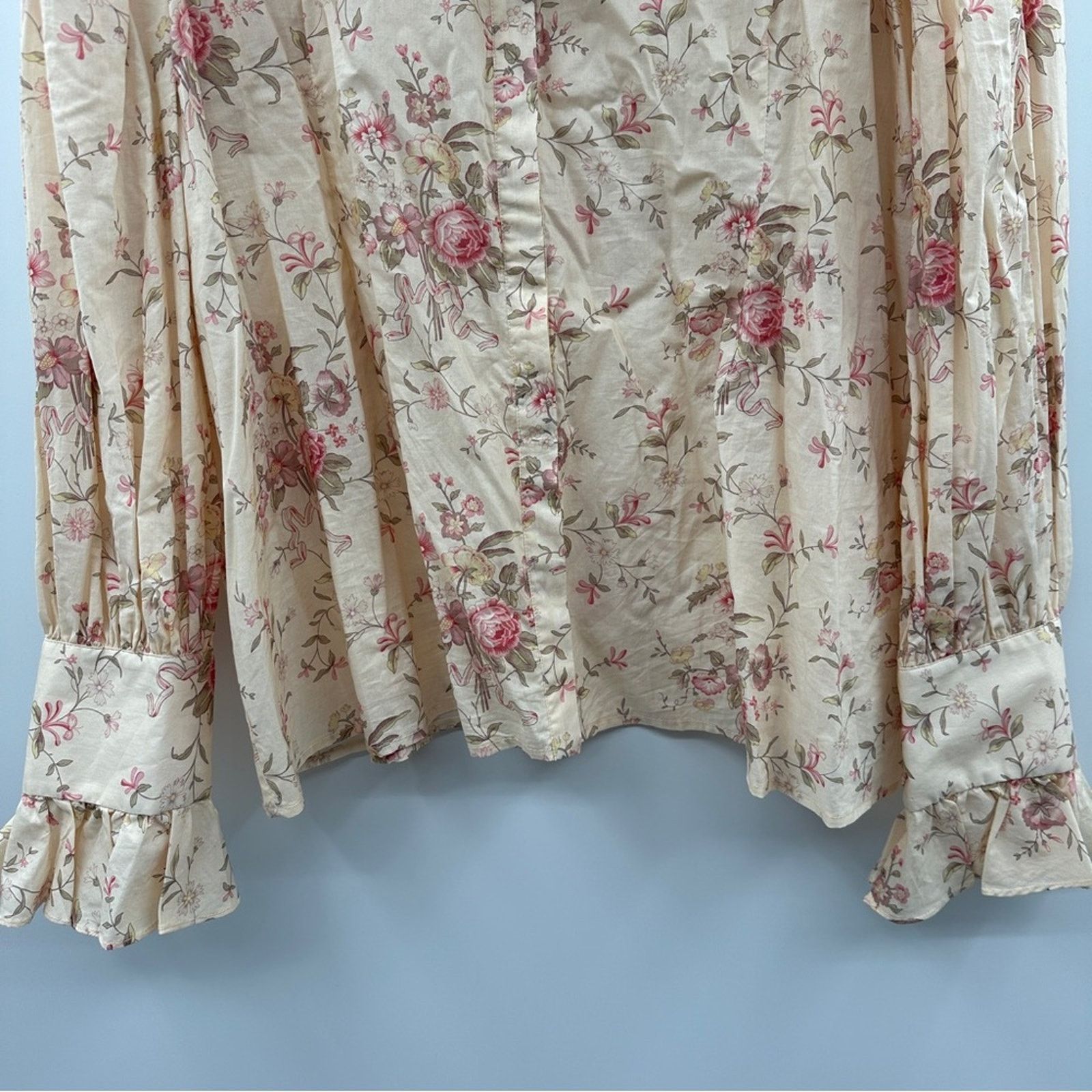 Selkie Selkie The Renaissance Girl Elizabeth Ruffle Tie Neck Top Size 4XL / US 24-26 - 5 Thumbnail
