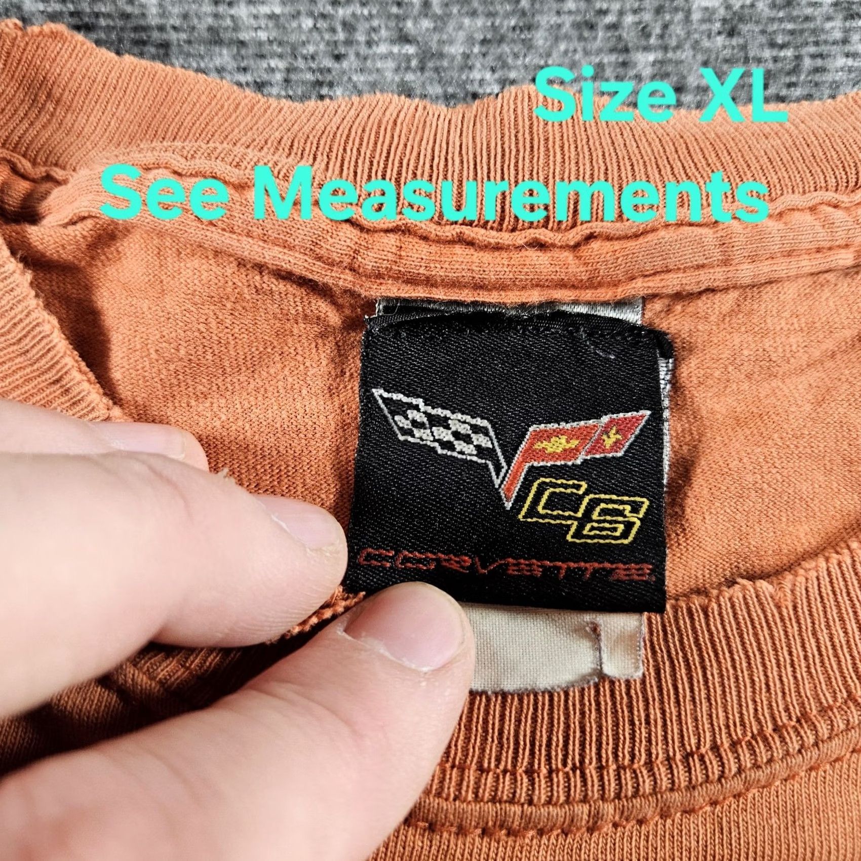Logo 7 Corvette Shirt Mens XL Orange Logo Embroidered Tee Racing Cars Distressed Size US XL / EU 56 / 4 - 5 Thumbnail