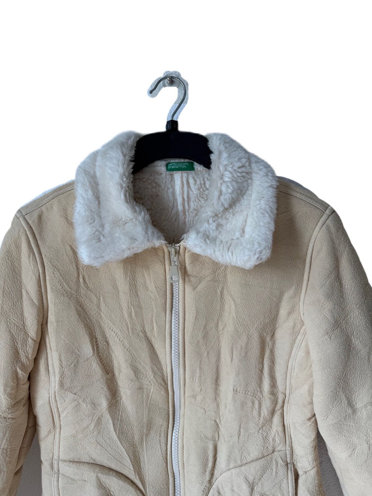 United Colors Of Benetton Winter Jacket Benetton Zipper Sherpa Size M / US 6-8 / IT 42-44 - 2 Thumbnail