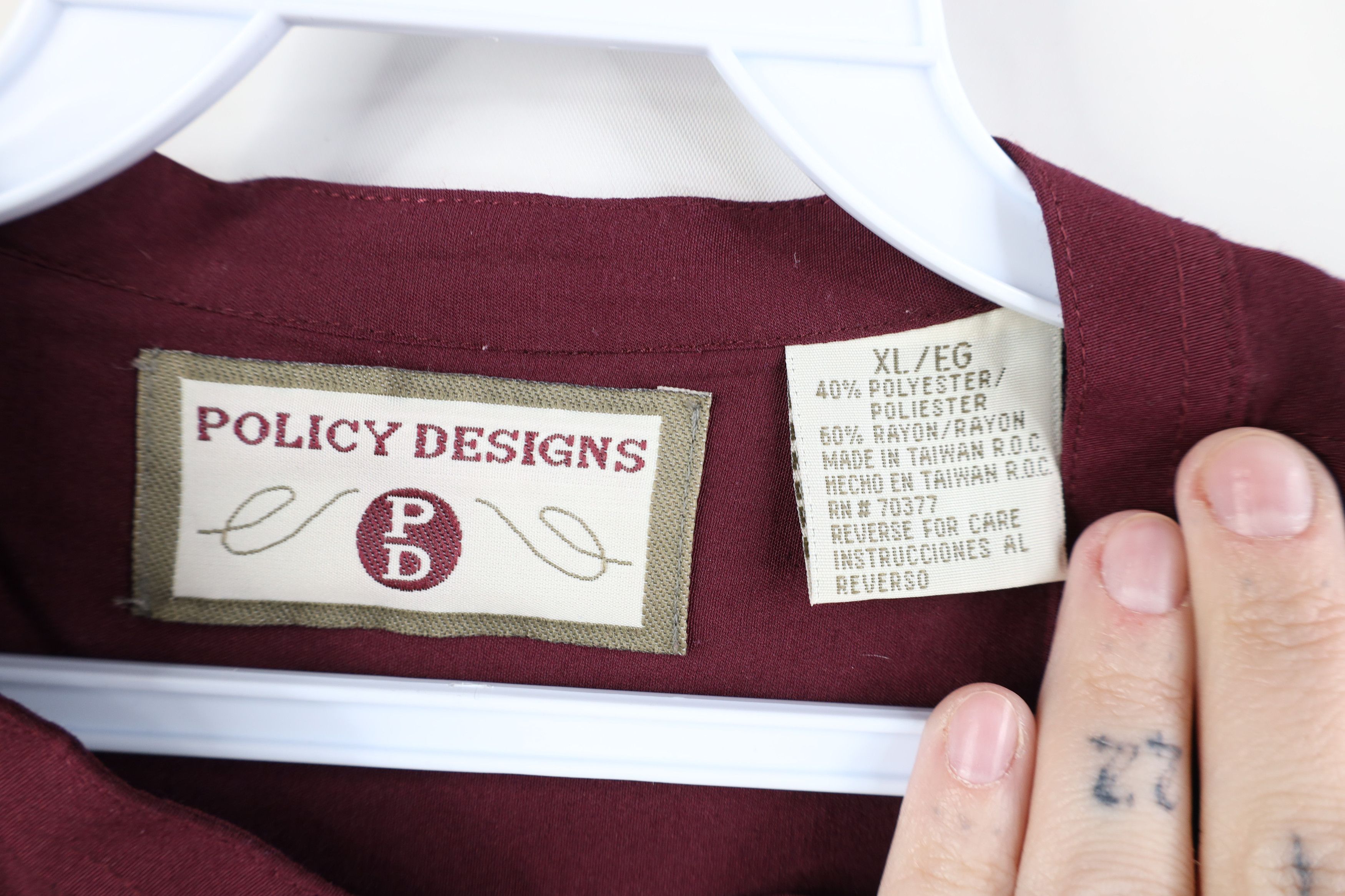 Vintage 90s Streetwear Gabardine Band Collar Button Shirt