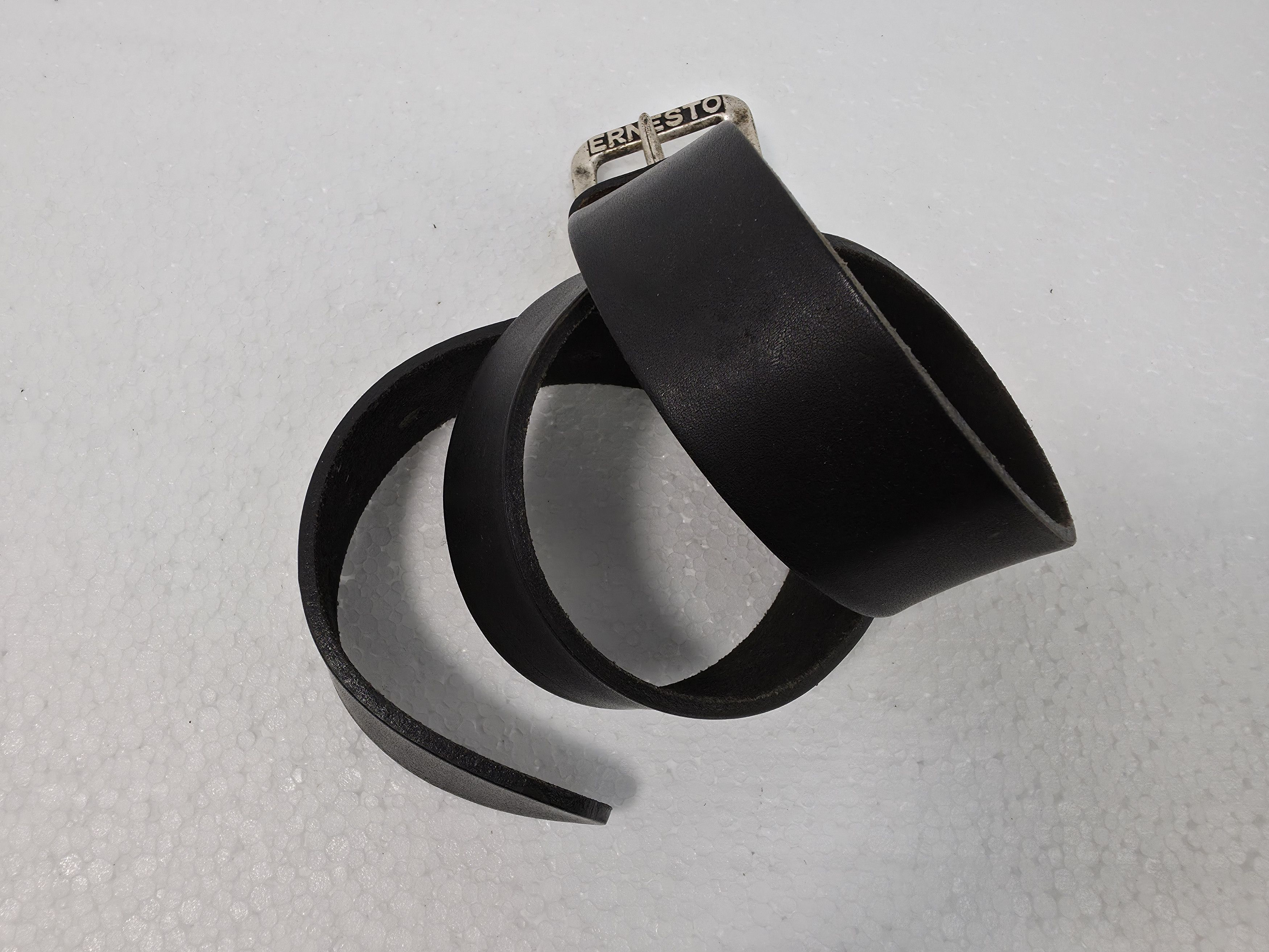 Vintage Ernesto. Vintage leather belt with massive metal buckle Size ONE SIZE - 4 Thumbnail