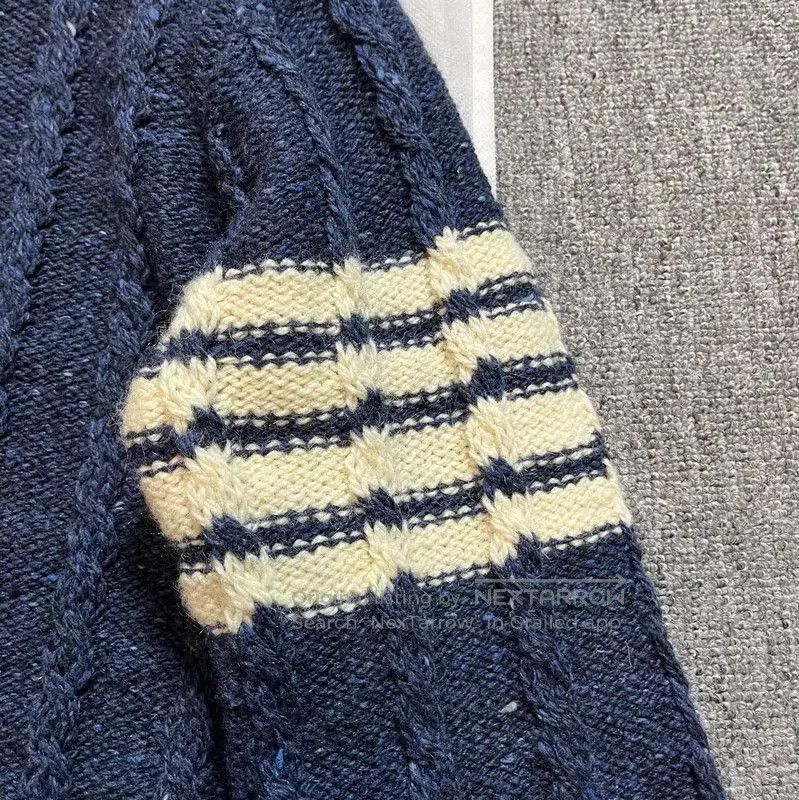 Thom Browne Thom Browne Navy Wool Crewneck Sweater for Men . Size US XL / EU 56 / 4 - 7 Thumbnail
