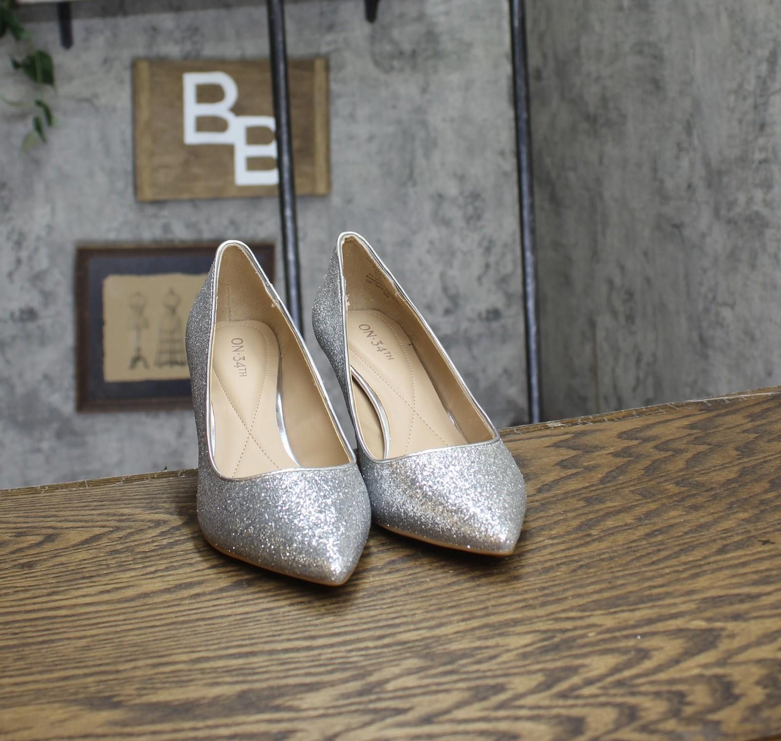 Other Nwt On 34th Slip-on Pumps 10018690000 Silver Glitter 7m Size US 7 / IT 37 - 3 Thumbnail
