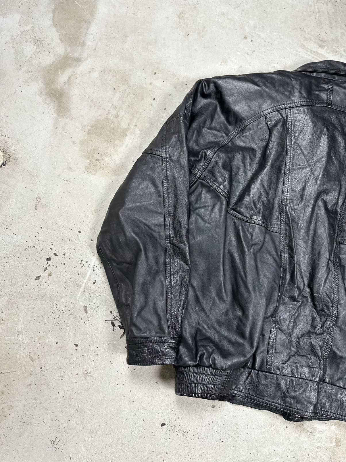 Vintage Vintage 90s Black Utility Leather Bomber Jacket Boxy archive Size US L / EU 52-54 / 3 - 8 Thumbnail