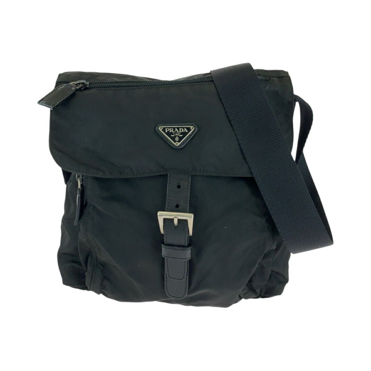 Prada Prada Tessuto Triangle Logo Plate Nylon Shoulder Bag 502222 Others Crossbody Bag in Black, Women's