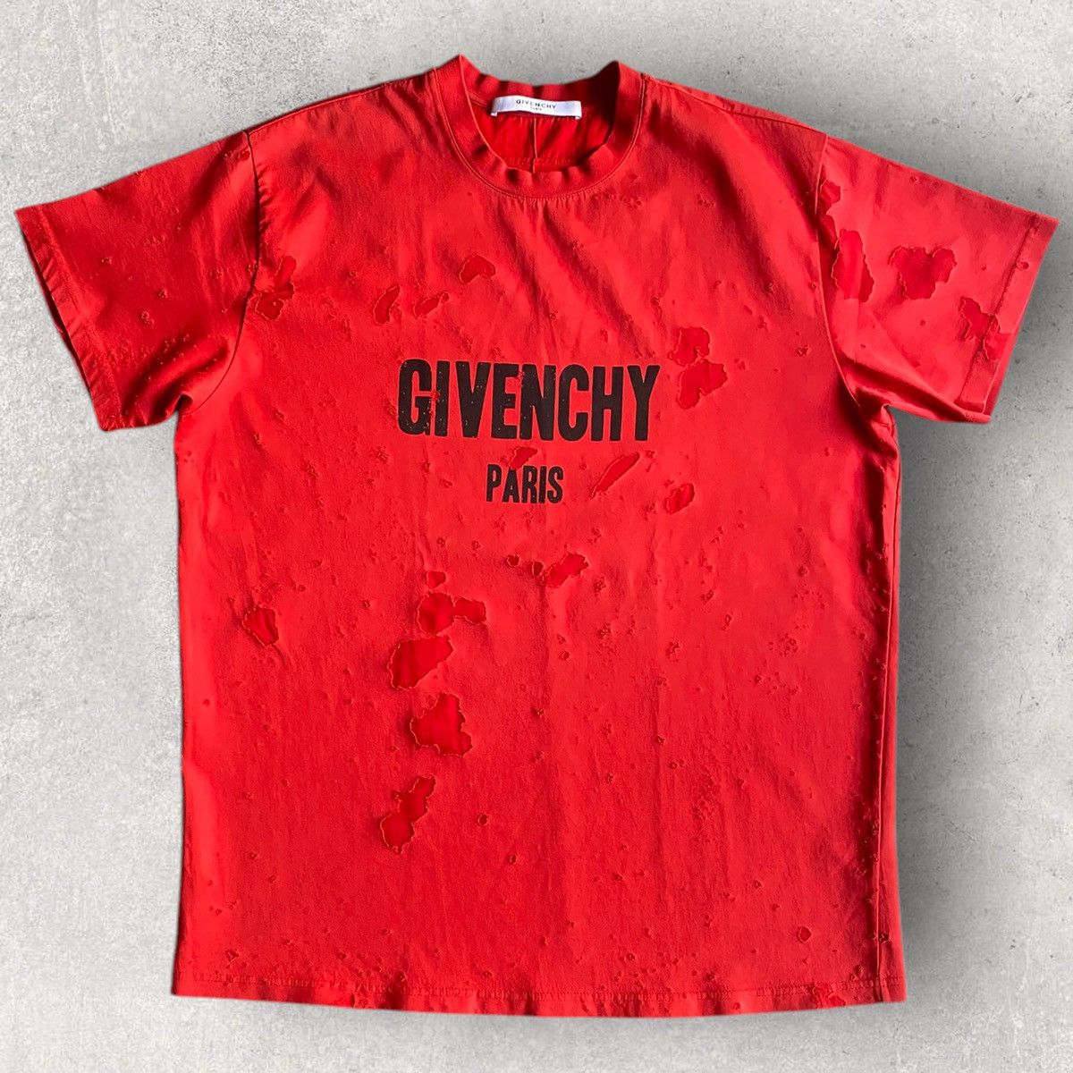 Givenchy AW17 Destroyed Effect Logo Oversized T Shirt Size US XS / EU 42 / 0 - 1 Thumbnail
