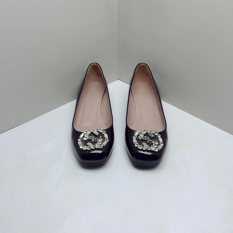 Gucci Gucci Black Patent Leather Heeled Flats with Diamond Buckle Size US 6.5 / EU 39-40 - 2 Thumbnail