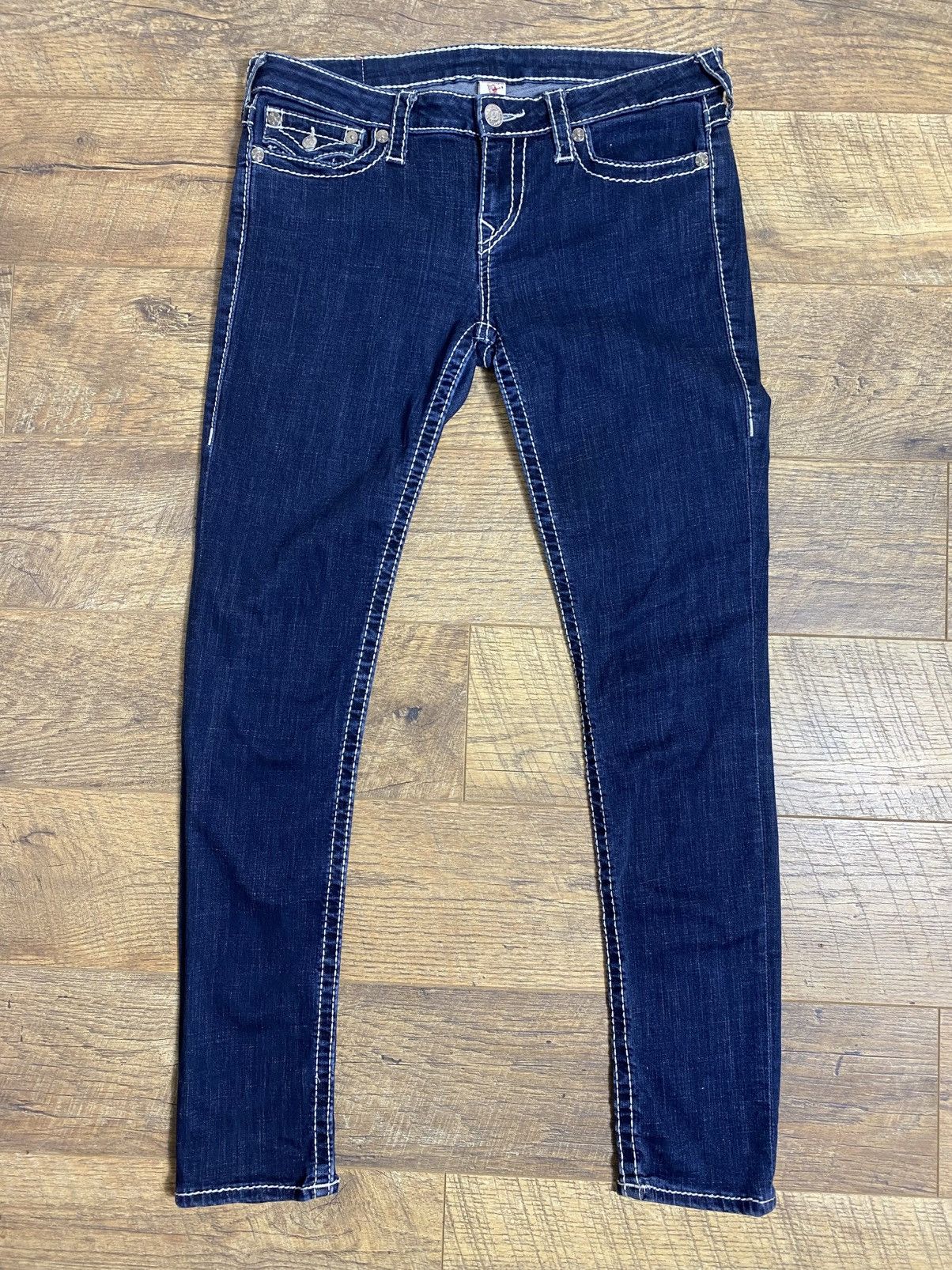 True Religion True Religion Big T Skinny Flap Jeans White Stitch 32 Size 32" / US 10 / IT 46 - 3 Thumbnail
