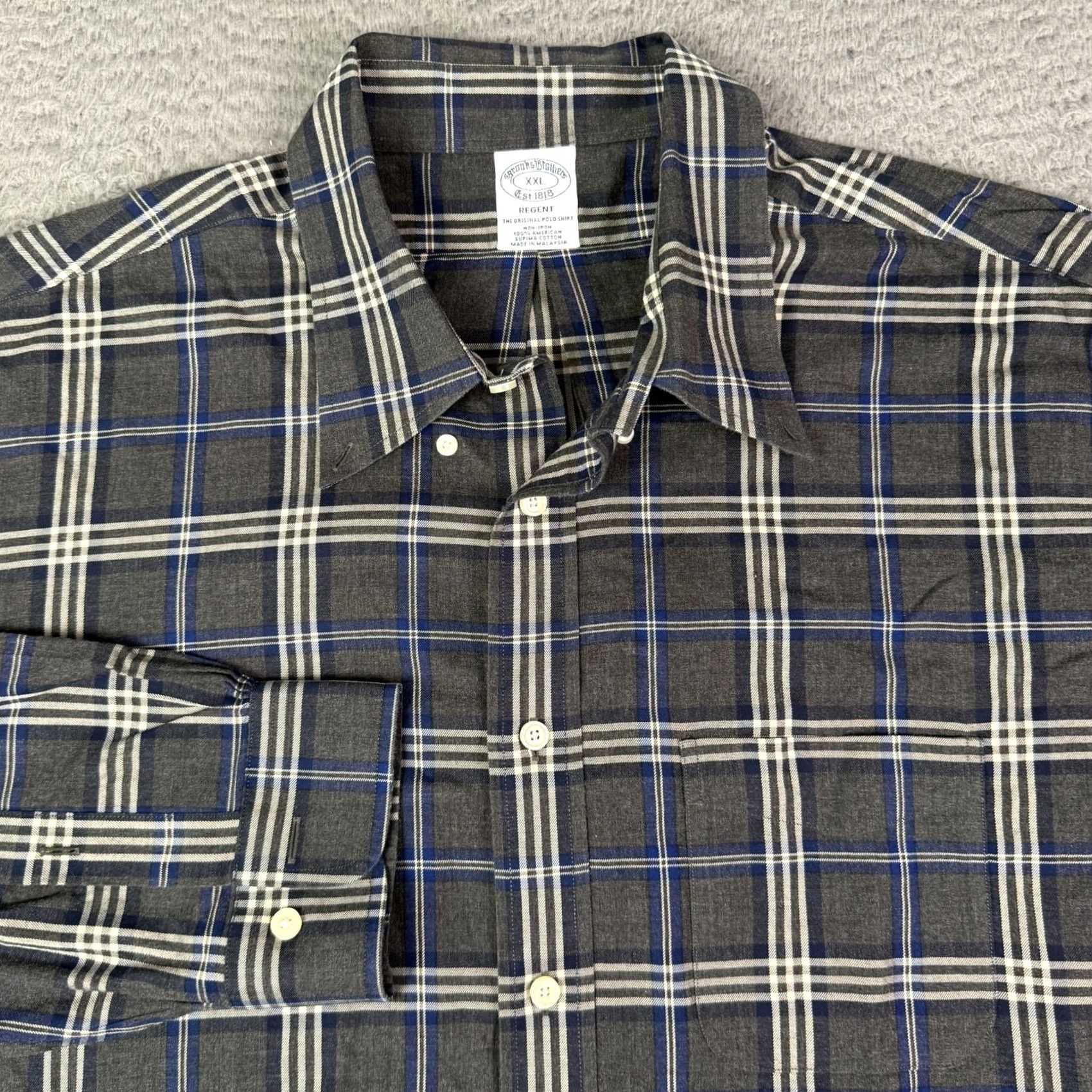 Brooks Brothers Brooks Brothers Shirt Mens 2XL Gray Plaid 100% American Supima Cotton Non-iron Size US XXL / EU 58 / 5 - 2 Thumbnail