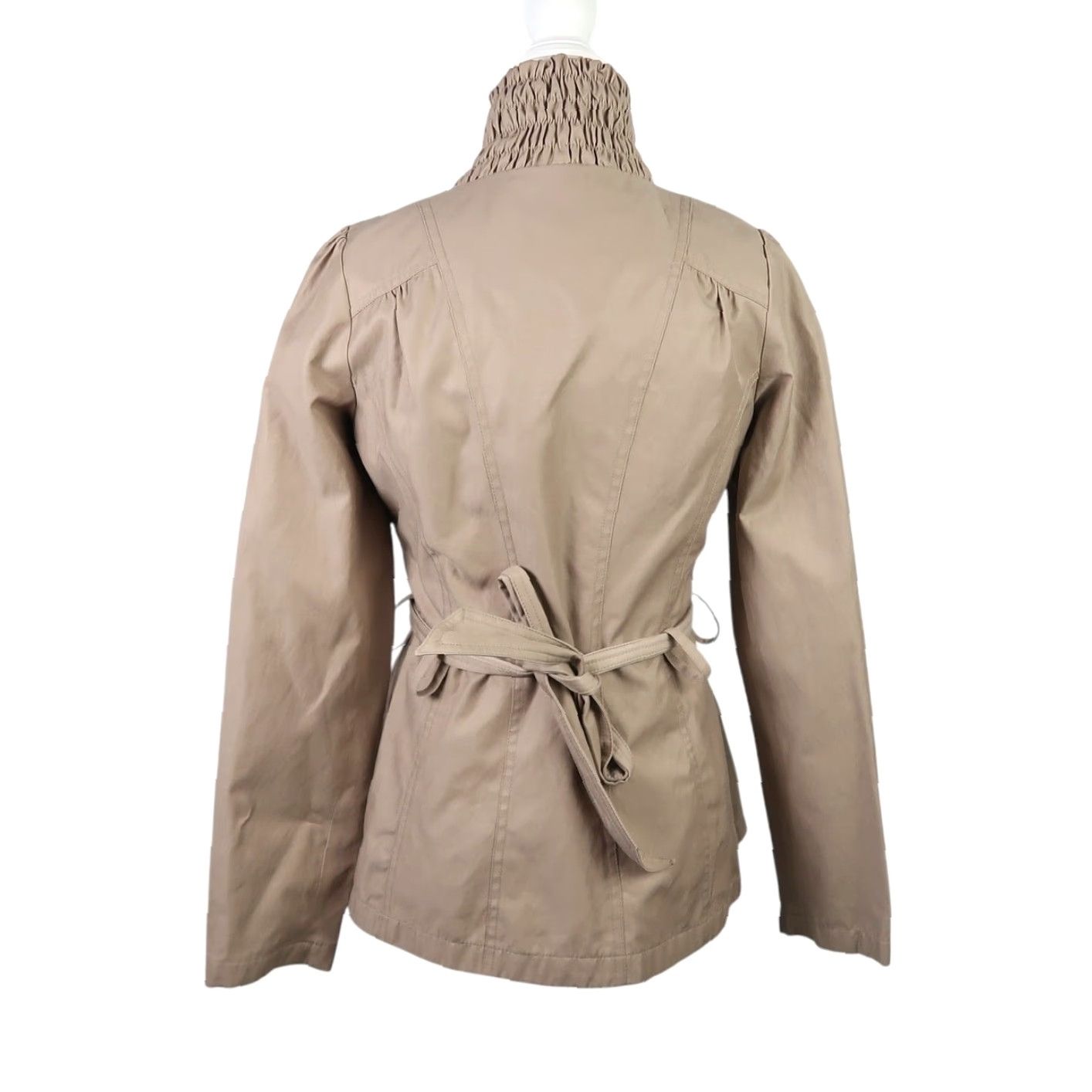 Betsey Johnson Betsey Johnson Jacket XS Zip Front Khaki Tan Scallop Trim Women Short Sleeve Pockets Casual Party/Cocktail Fall Spring Size XS / US 0-2 / IT 36-38 - 4 Thumbnail