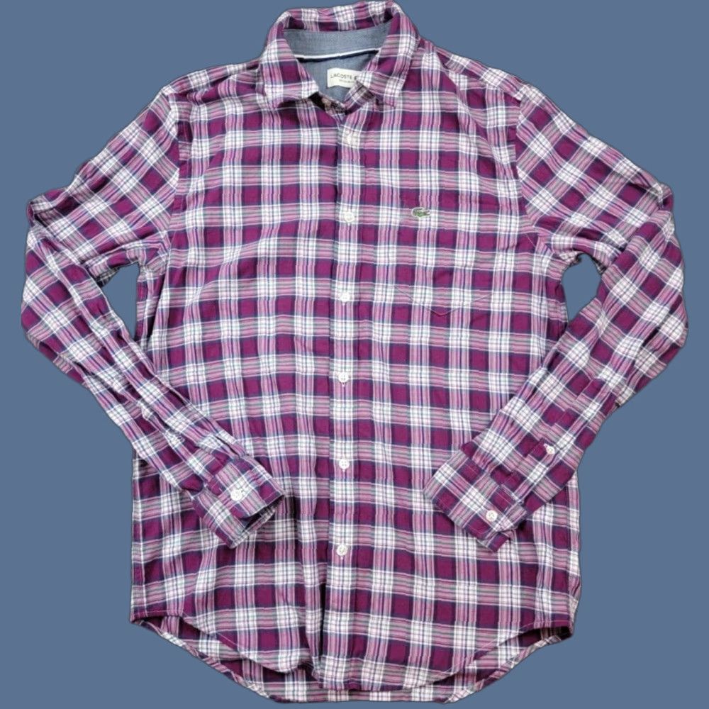 Lacoste Lacoste Button-Up Shirt Mens Small Regular Fit Long Sleeve Purple Green Plaid Shirt Size US S / EU 44-46 / 1 - 1 Thumbnail