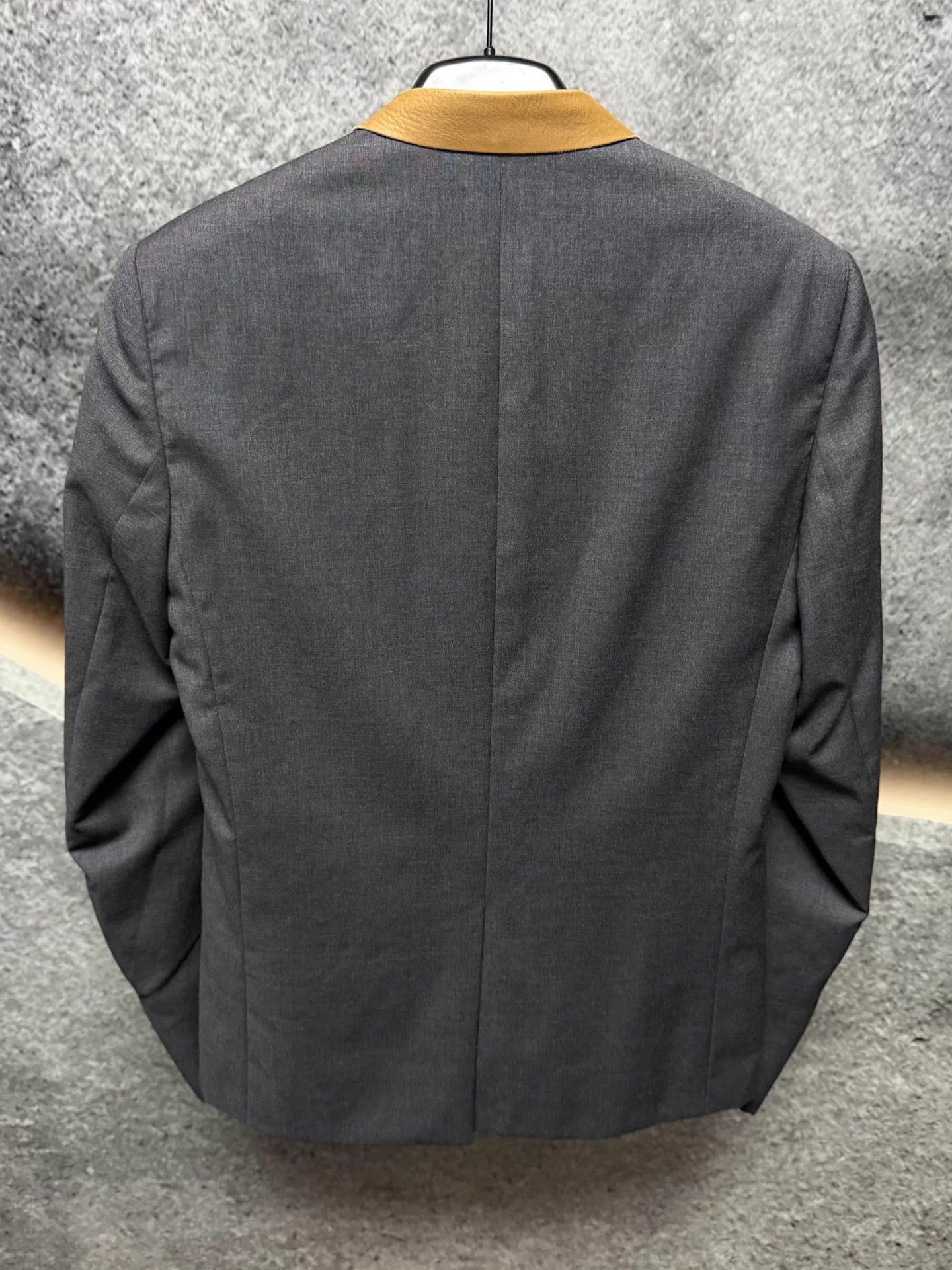 Dior Dior Men's 48 Wool Blend Lambskin Lining Leather Collar Suit Size 48L - 2 Thumbnail