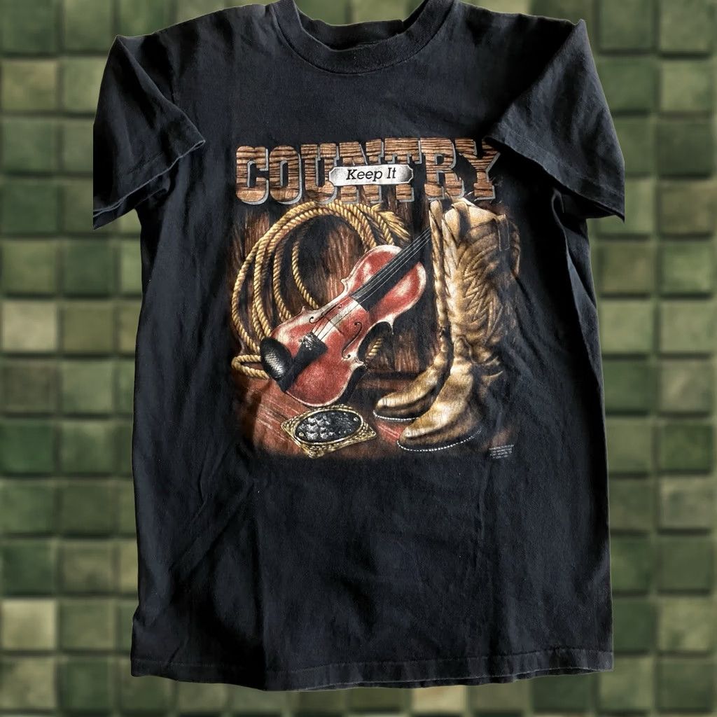 Delta CMJ 90s Delta Keep It Country T Shirt Vintage Black Cotton Graphic Tee Short Sleeve M Men Size US M / EU 48-50 / 2 - 1 Thumbnail