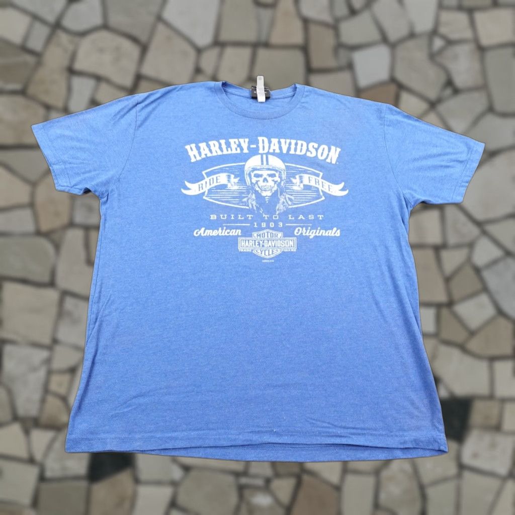Harley Davidson VINTAGE Harley-Davidson Shirt Mens XL Blue Skull Motorcycle Biker Las Vegas Nevada Tee Size US XL / EU 56 / 4 - 1 Thumbnail