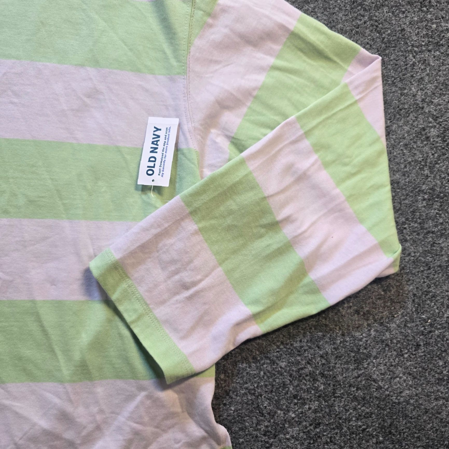 Old Navy Old Navy Top Women XL Tall Green Striped Long Sleeve Crop Casual Basic Knit Polyester? Size XL / US 12-14 / IT 48-50 - 3 Thumbnail
