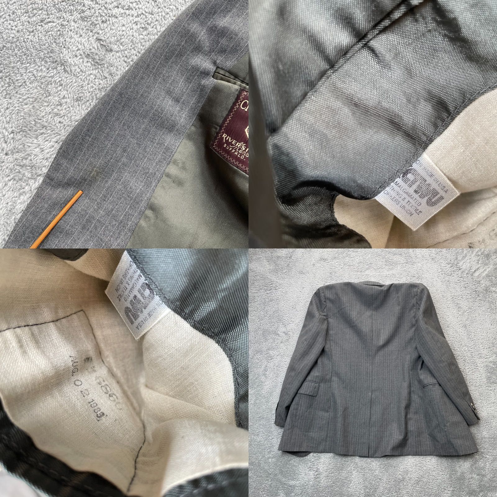 Vintage VINTAGE Cricketeer Blazer Mens M Gray Pinstripe Notch Lapel Two-Button Front Jacket Coat Single-Breasted Way: Classic, Retro, USA Mens Size 40R - 8 Thumbnail