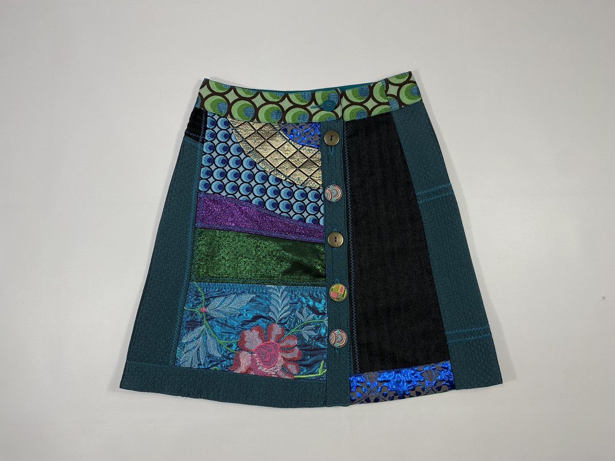 Desigual LASTDROP🔥 Desigual Galactic Tour Y2K Patchwork Peacock Skirt Size 28" / US 6 / IT 42 - 11 Thumbnail
