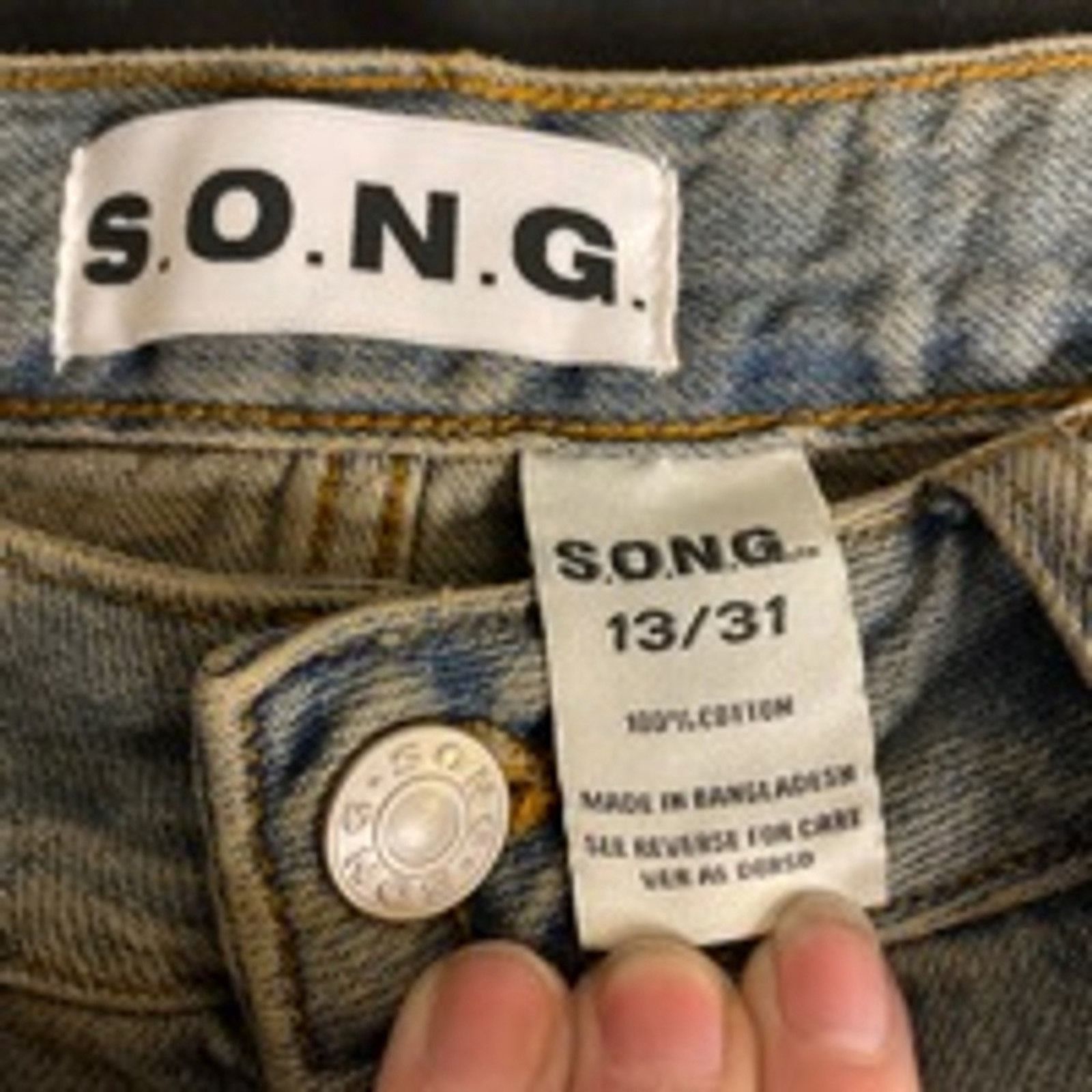 Other Y2K Baggy Cargo Jeans Light Wash Denim S.O.N.G. 13/31 Size 31" - 3 Thumbnail
