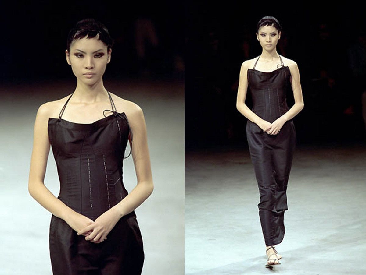 Yohji Yamamoto Archive Runway Black Silk Dress Cross Detail