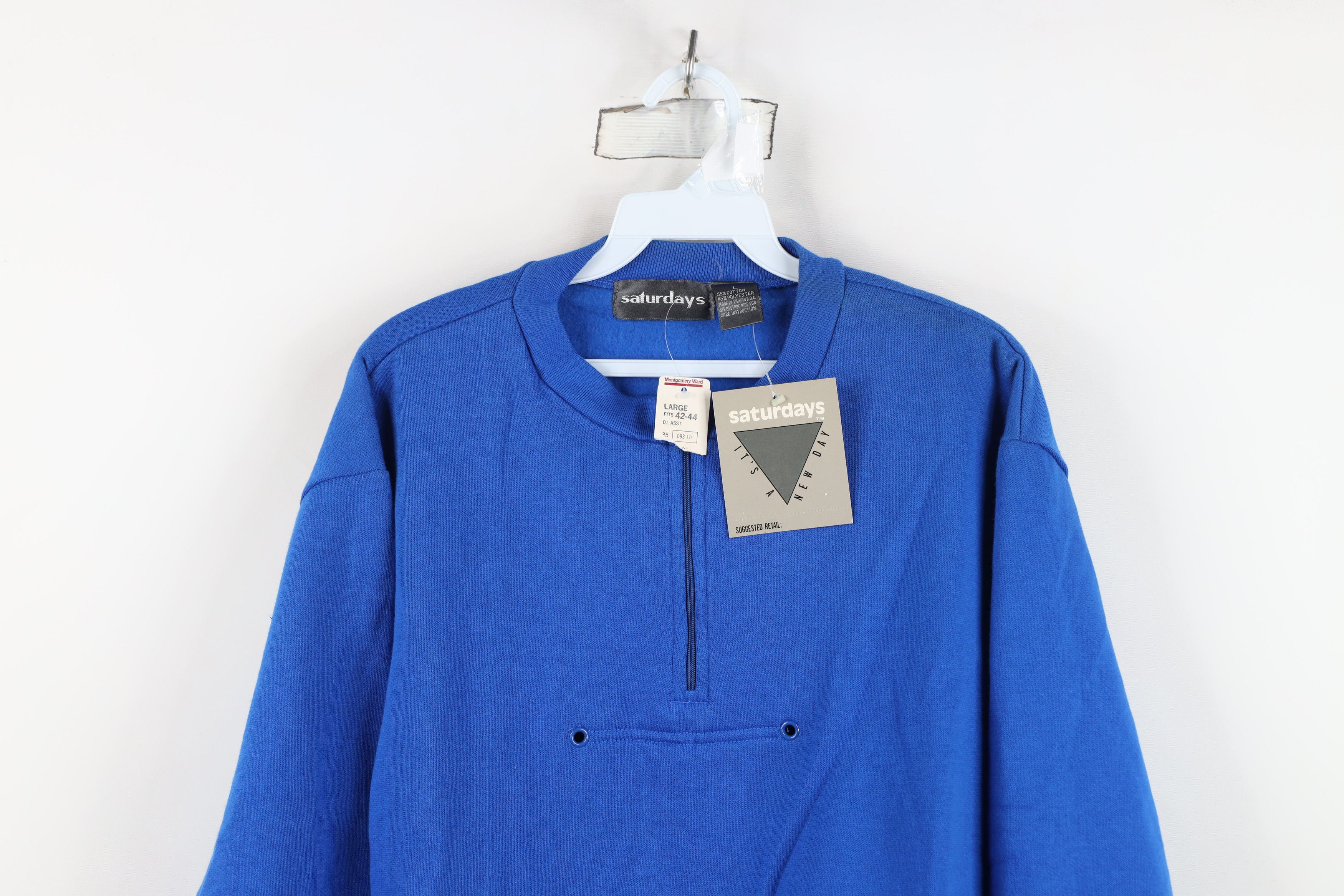 Vintage Deadstock Vintage 90s Streetwear Half Zip Sweatshirt Blue Size L / US 10 / IT 46 - 2 Thumbnail