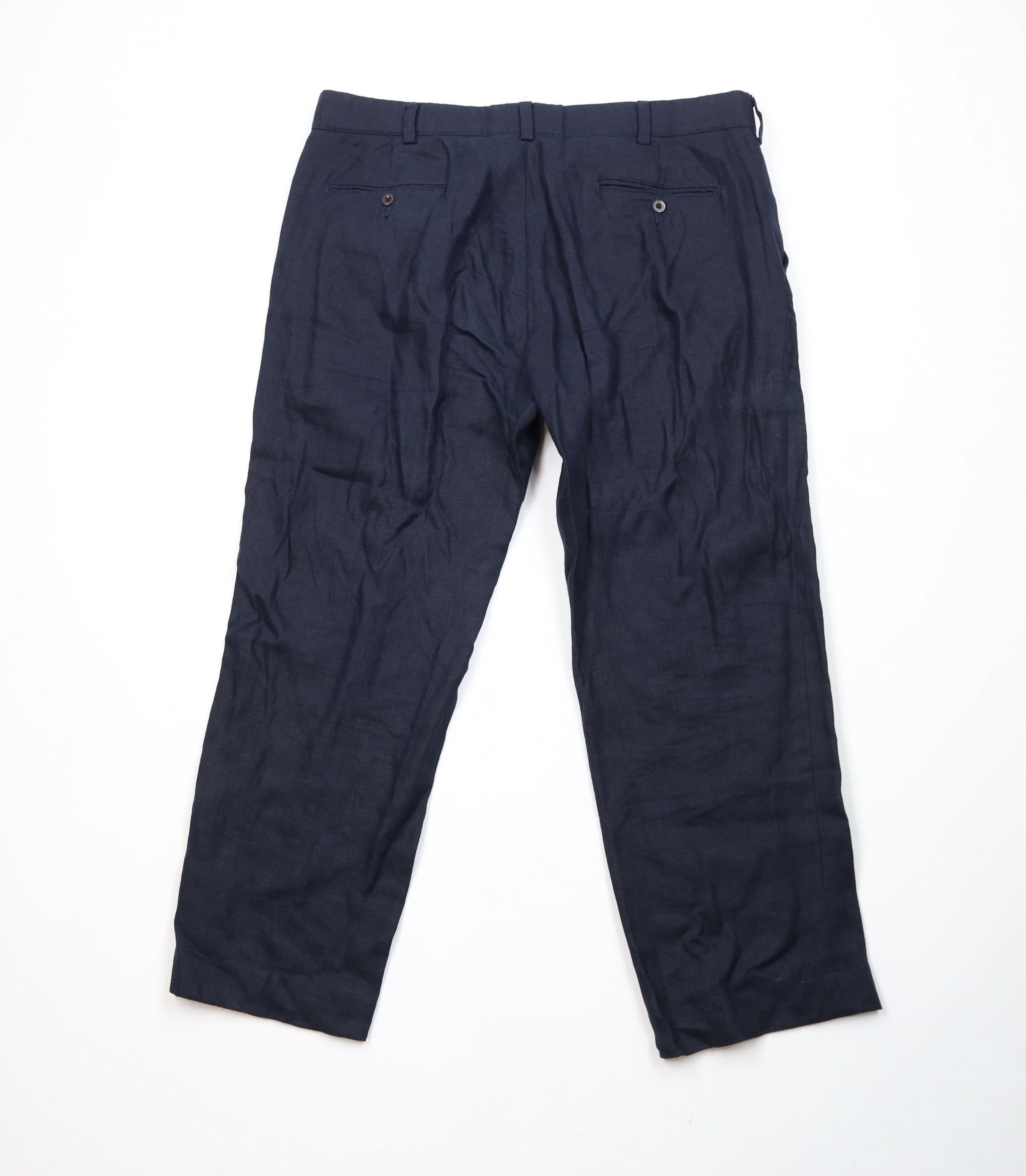 Ralph Lauren × Vintage Vintage 90s Ralph Lauren Wide Leg Chino Pants Navy Blue Size US 38 / EU 54 - 9 Thumbnail