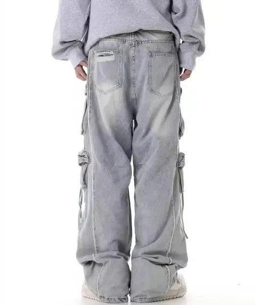 VIBE Extreme Distressed Multi-Pocket Wide Leg Cargo Jeans Size US 28 / EU 44 - 3 Thumbnail