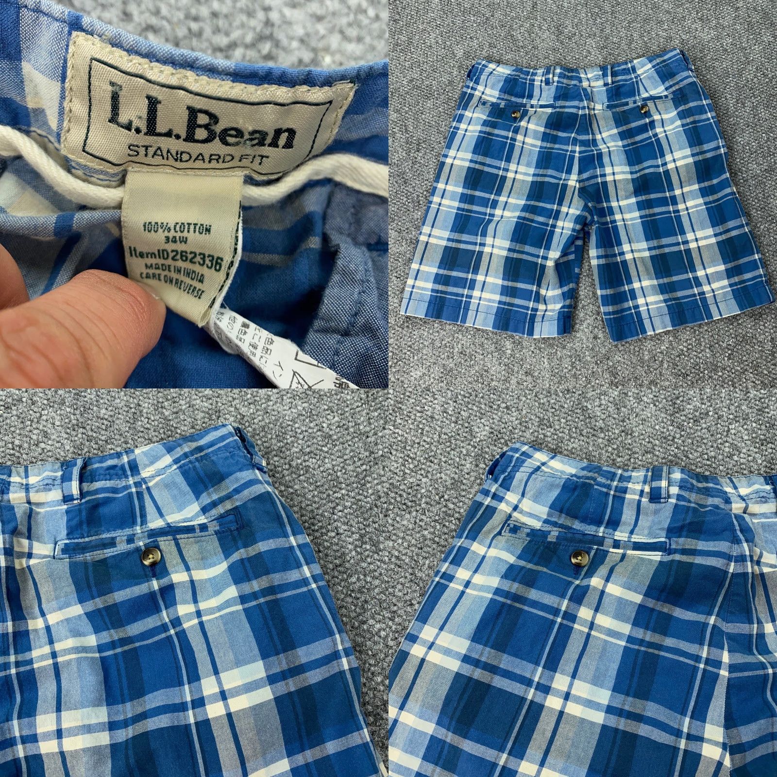 Vintage VINTAGE L.L. Bean Mens Shorts Bermuda 34W Cotton Plaid Blue Spring Summer Casual Size US 34 / EU 50 - 8 Thumbnail