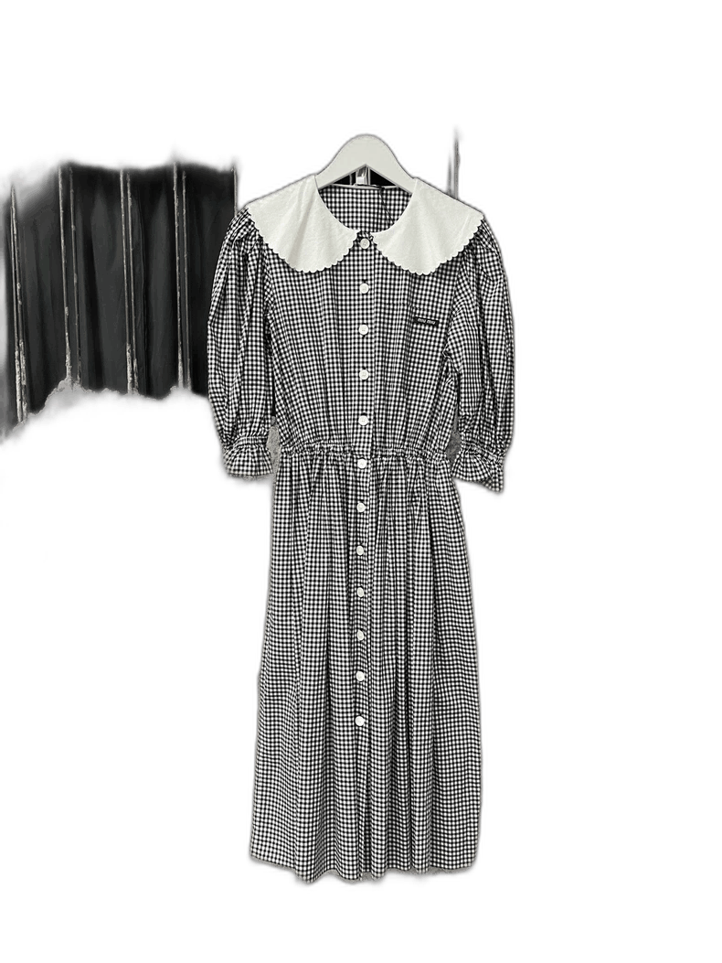 Prada Miumiu Checkered Dress with White Collar -2505 Size S / US 4 / IT 40 - 1 Thumbnail