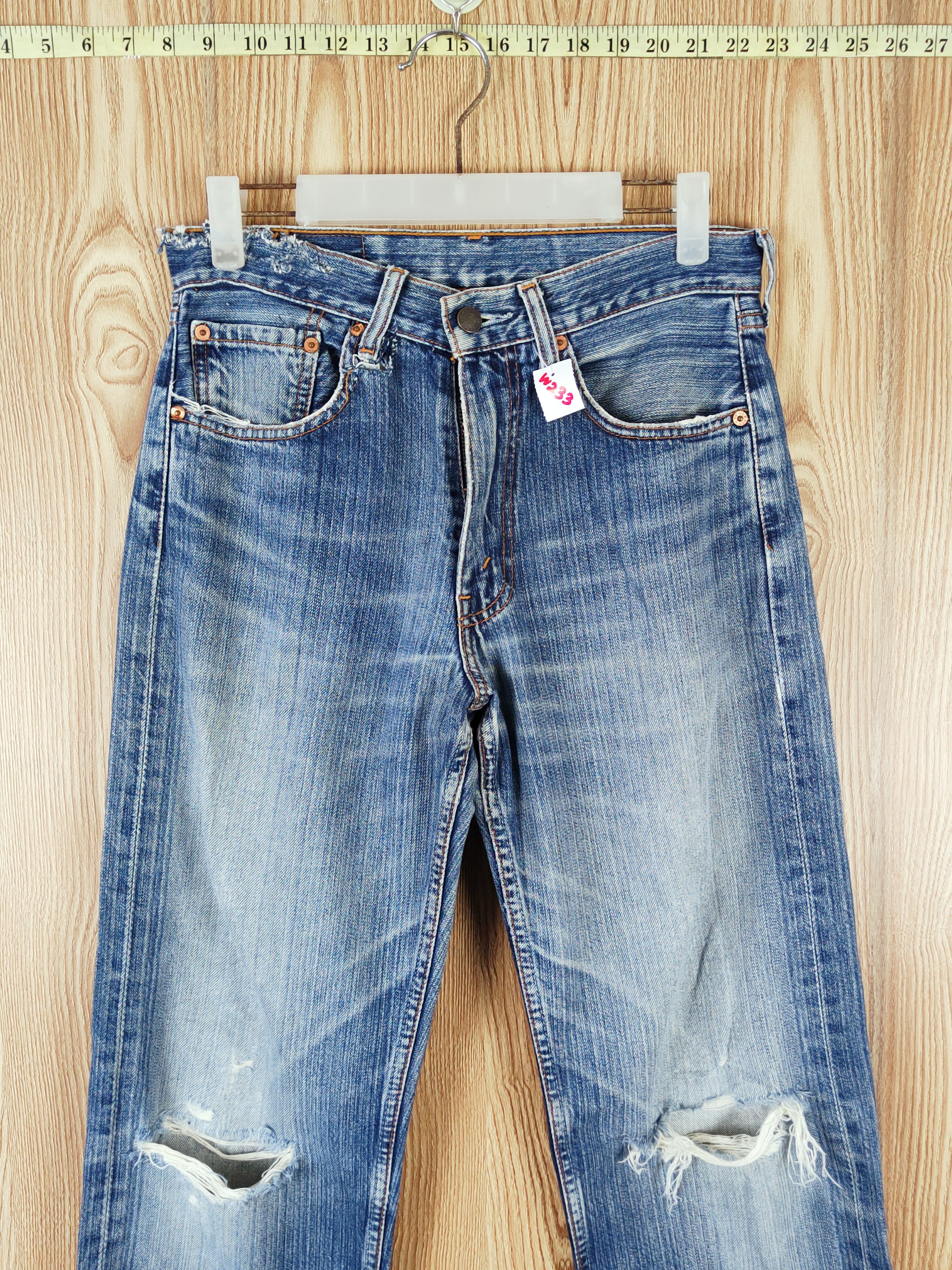 Levi's 512 Levi's vintage Blue Distressed Ripped Jeans denim #W233 Size US 29 - 3 Thumbnail