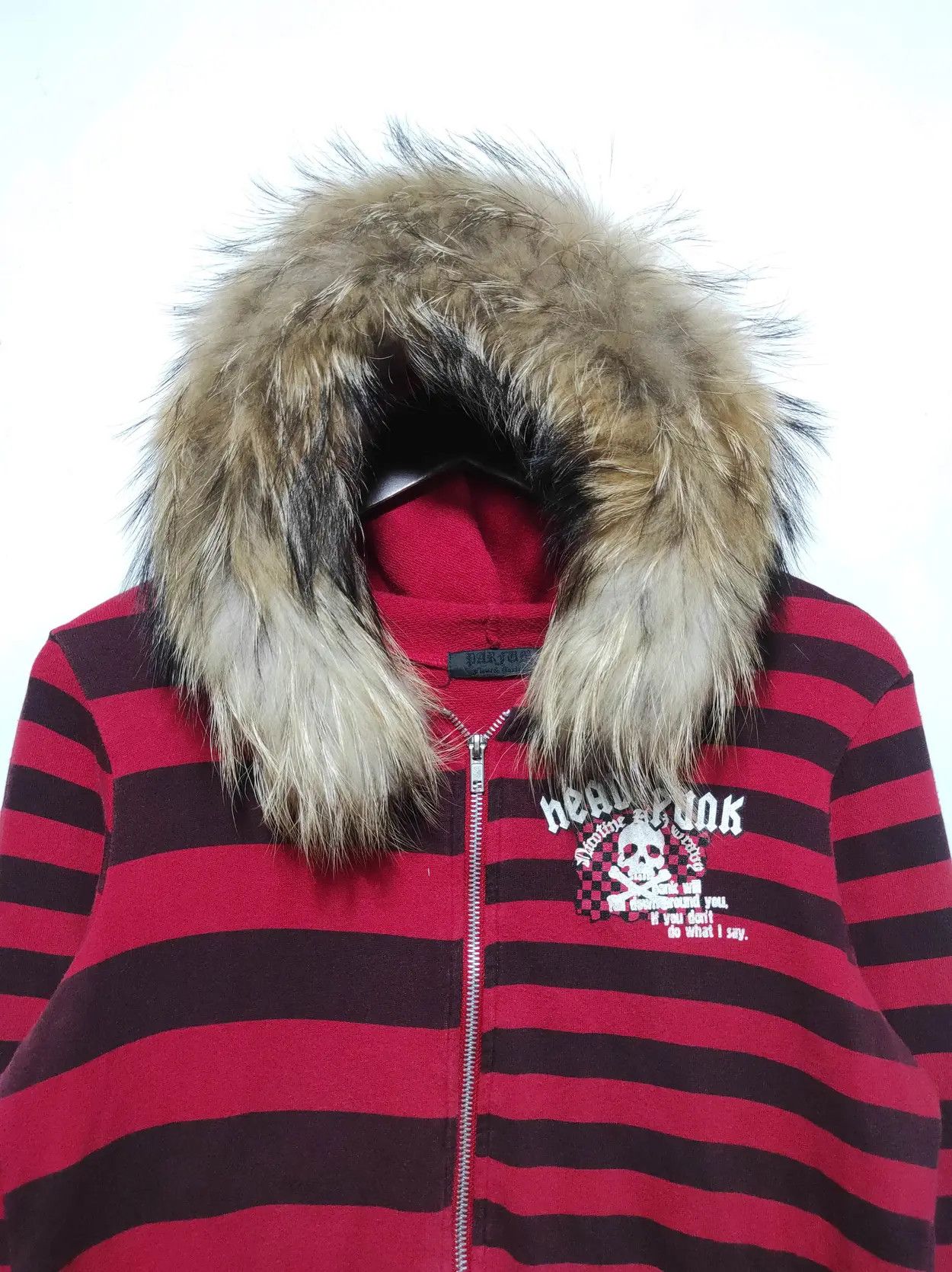 Japanese Brand Head Punk Skull stripe zip fur hoodie ifsix LGB style Size US S / EU 44-46 / 1 - 4 Thumbnail