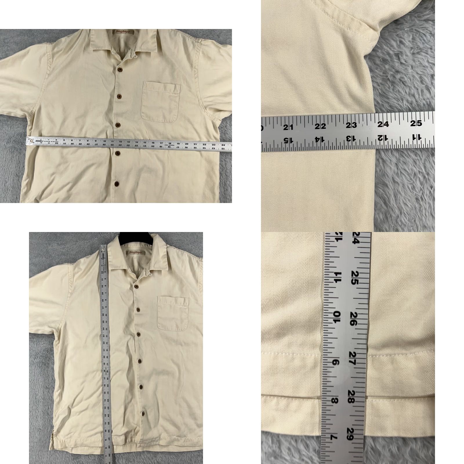 Tommy Bahama Tommy Bahama Shirt Men Extra Large Beige 100% Silk Herringbone Pocket Hawaiian Button-Up Size US XL / EU 56 / 4 - 8 Thumbnail