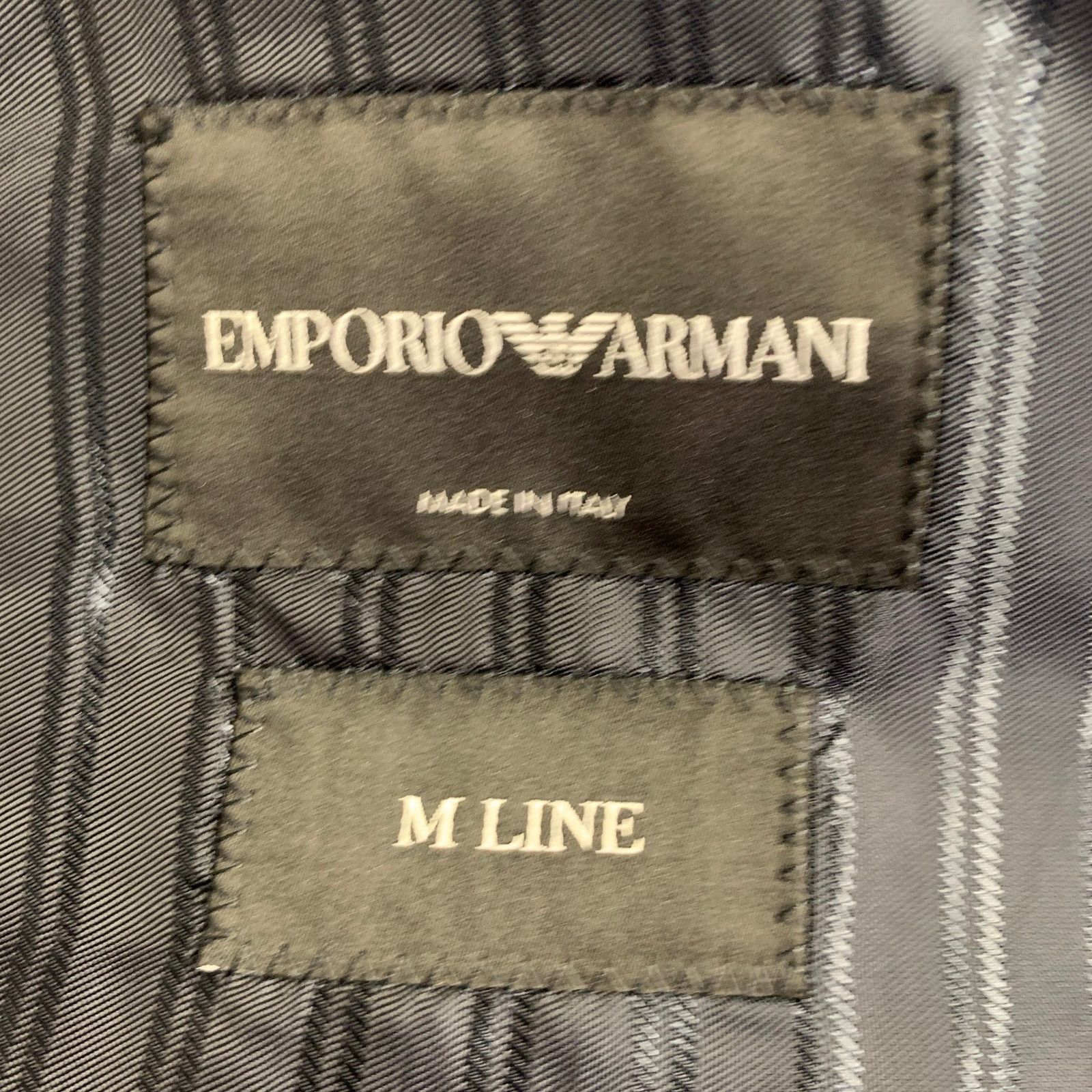 Emporio Armani EMPORIO ARMANI Navy Black Textured Wool Silk Sport Coat Size 40R - 7 Thumbnail