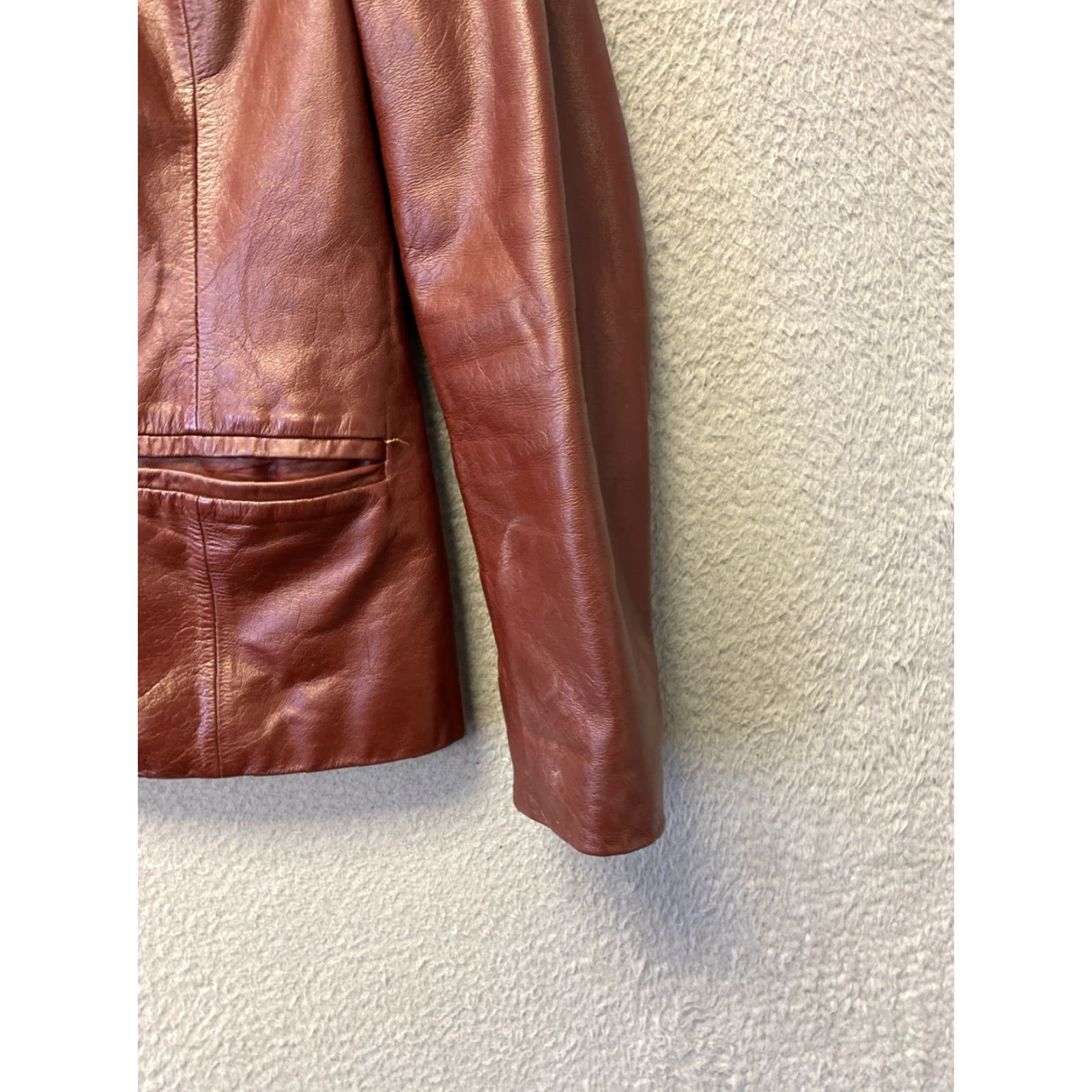 Vintage VINTAGE Berman’s Leather Jacket Women’s 14 Rust Brown / 0099 Jacket Women Rust Cognac 80s Casual Button Dry Clean Only Size XL / US 12-14 / IT 48-50 - 3 Thumbnail