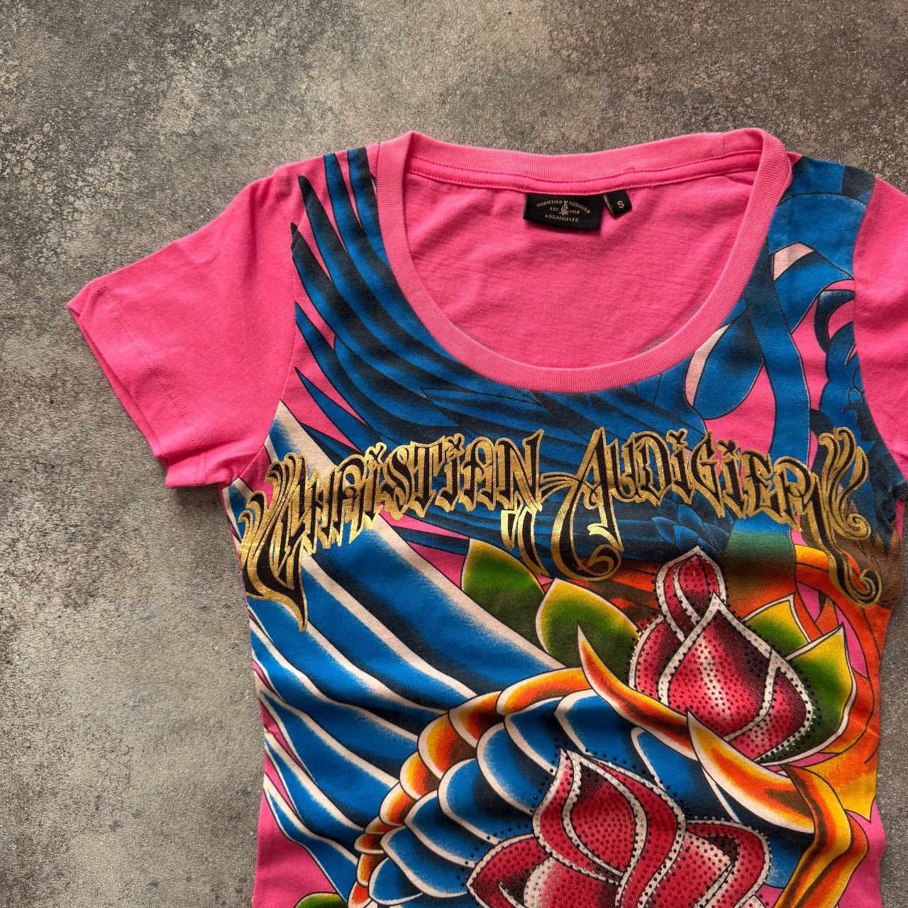 Ed Hardy Christian Audigier (Ed Hardy) Y2K Vintage Glam T-Shirt Size S / US 4 / IT 40 - 3 Thumbnail