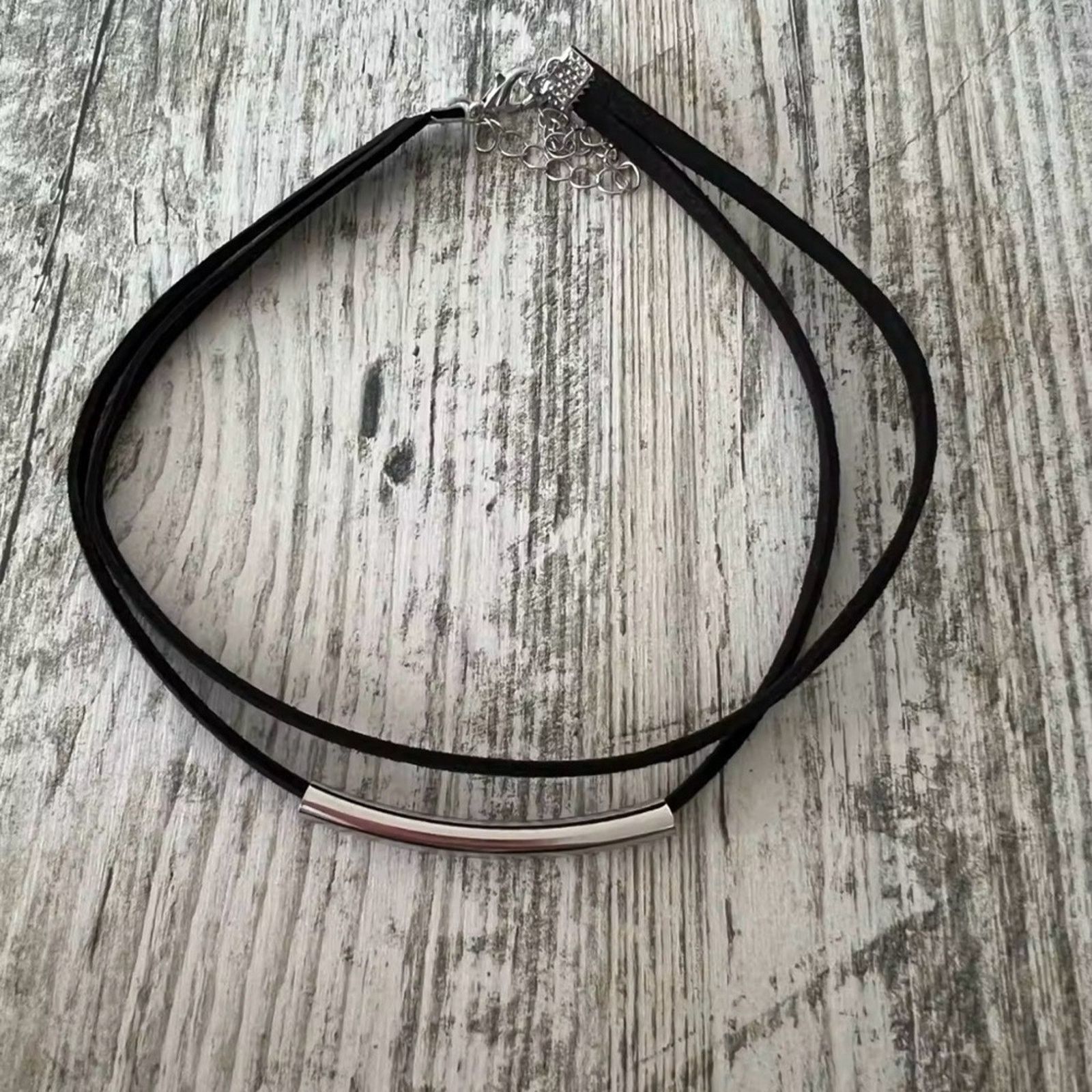 Other Black Velvet Silver Choker Necklace Double Layer velvet Size ONE SIZE - 3 Thumbnail