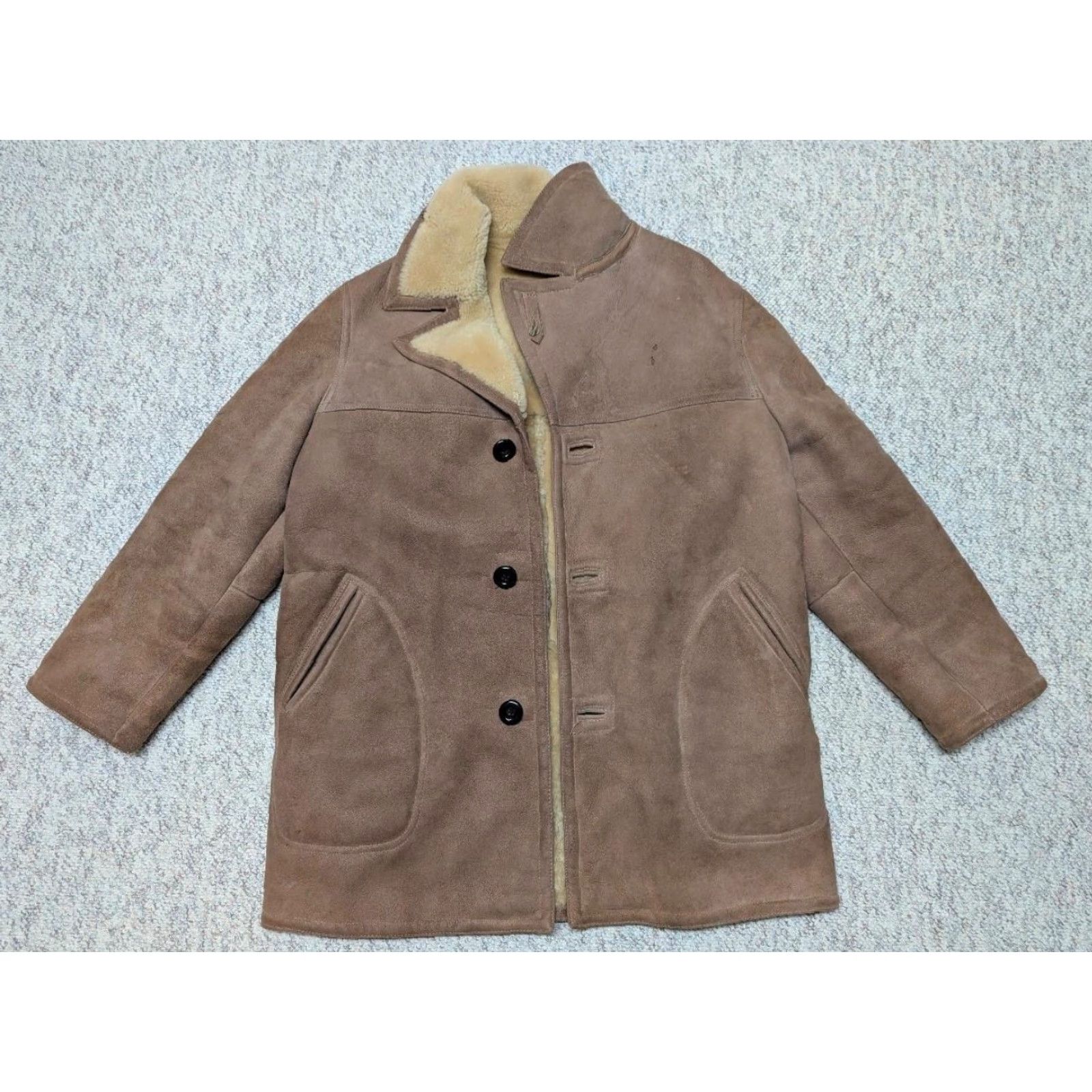 Vintage VINTAGE shearling COAT Men M brown western leather 42 chest napa sheepskin wool pile 90s rancher Vincent's Size US M / EU 48-50 / 2 - 3 Thumbnail
