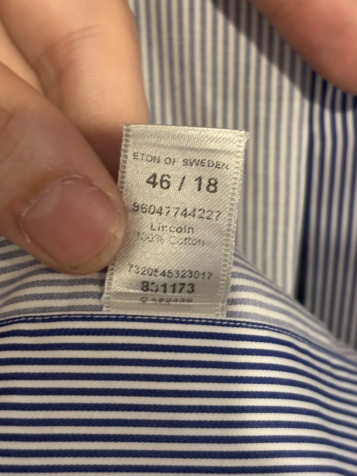 Eton Eton DnA Contemporary Striped White Men's Dress Shirt 46/18 Size US S / EU 44-46 / 1 - 8 Thumbnail