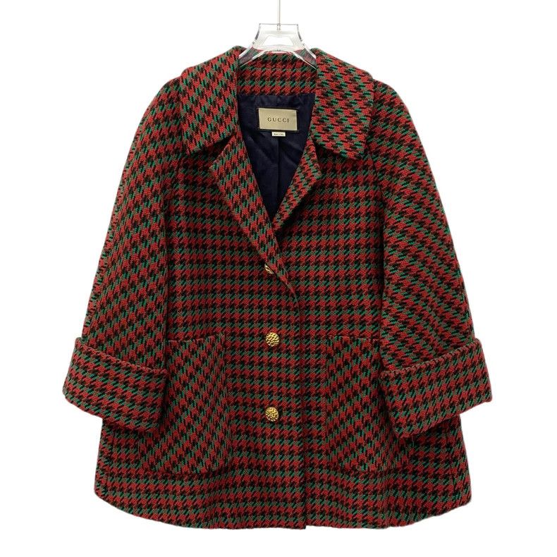 Gucci Red Houndstooth Wool Jacket